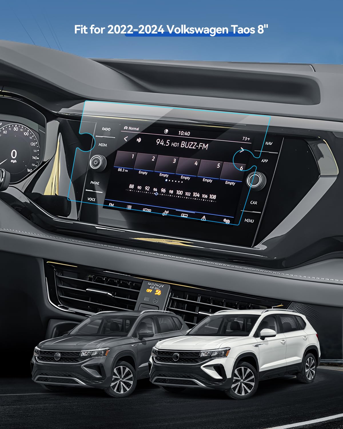 Lantu Car Screen Protector For 2024 2023 2022 Volkswagen Taos(Se/Sel) Accessories Navigation Touchscreen Protector Film Tempered