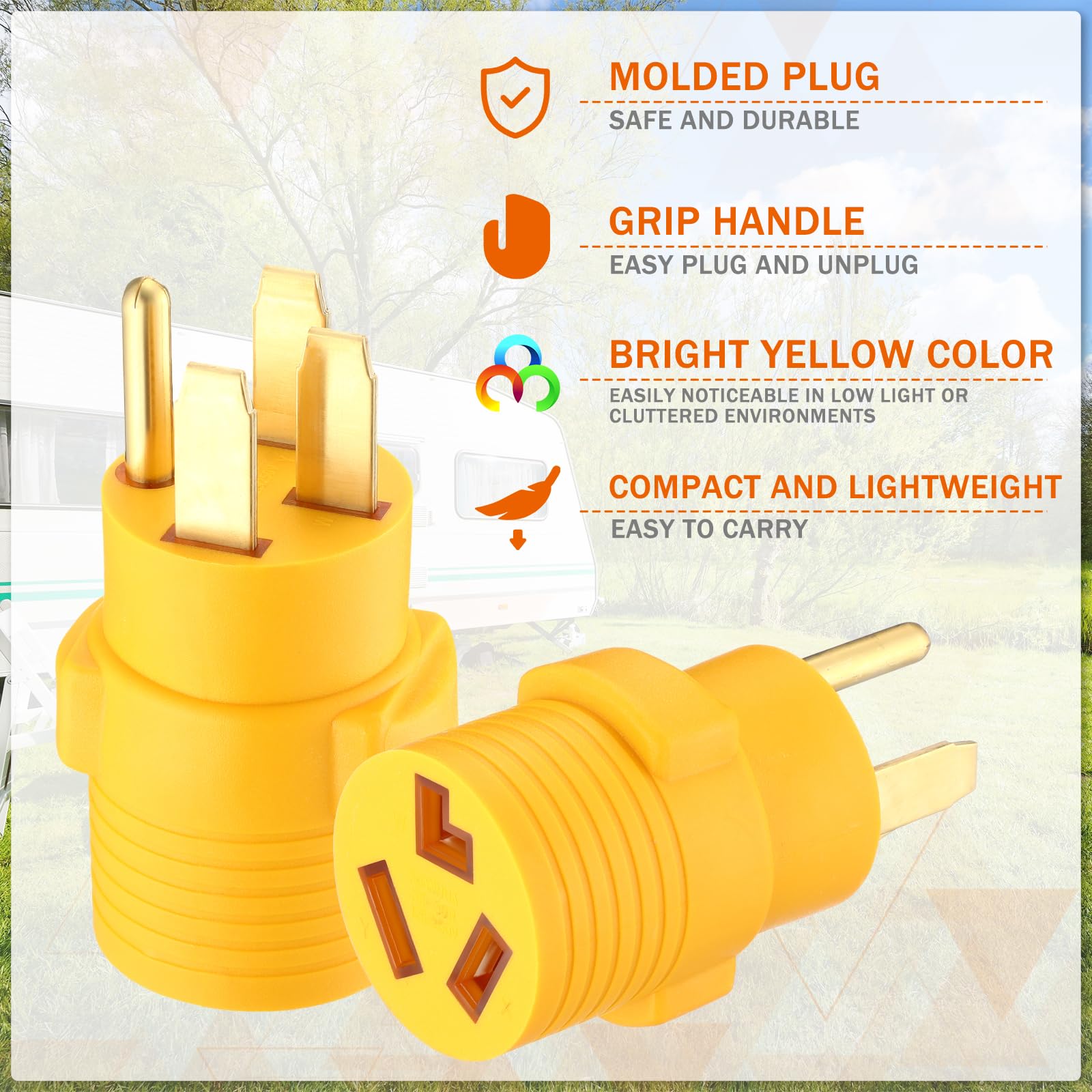 Kanayu 50Amp To 30Amp Dryer Adapter Compatible With Nema 14 50P To 10 30R, 4 Prong Rv 14 50P Male 3 Prong 10 30R Female Adapter