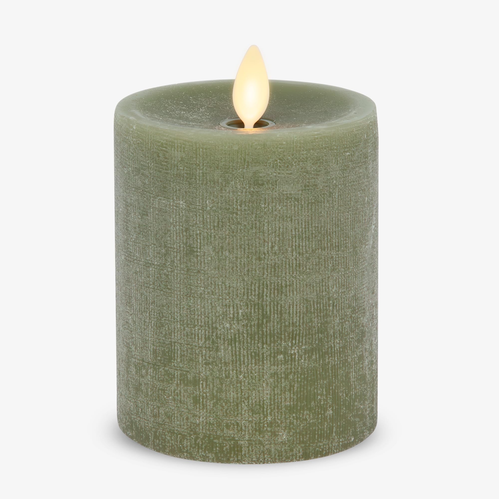 Luminara - Flameless Led Battery Operated Flickering Pillar Candles - Loden Green - Pack Of 1-3X4.5 - Realistic Moving Flame Rea