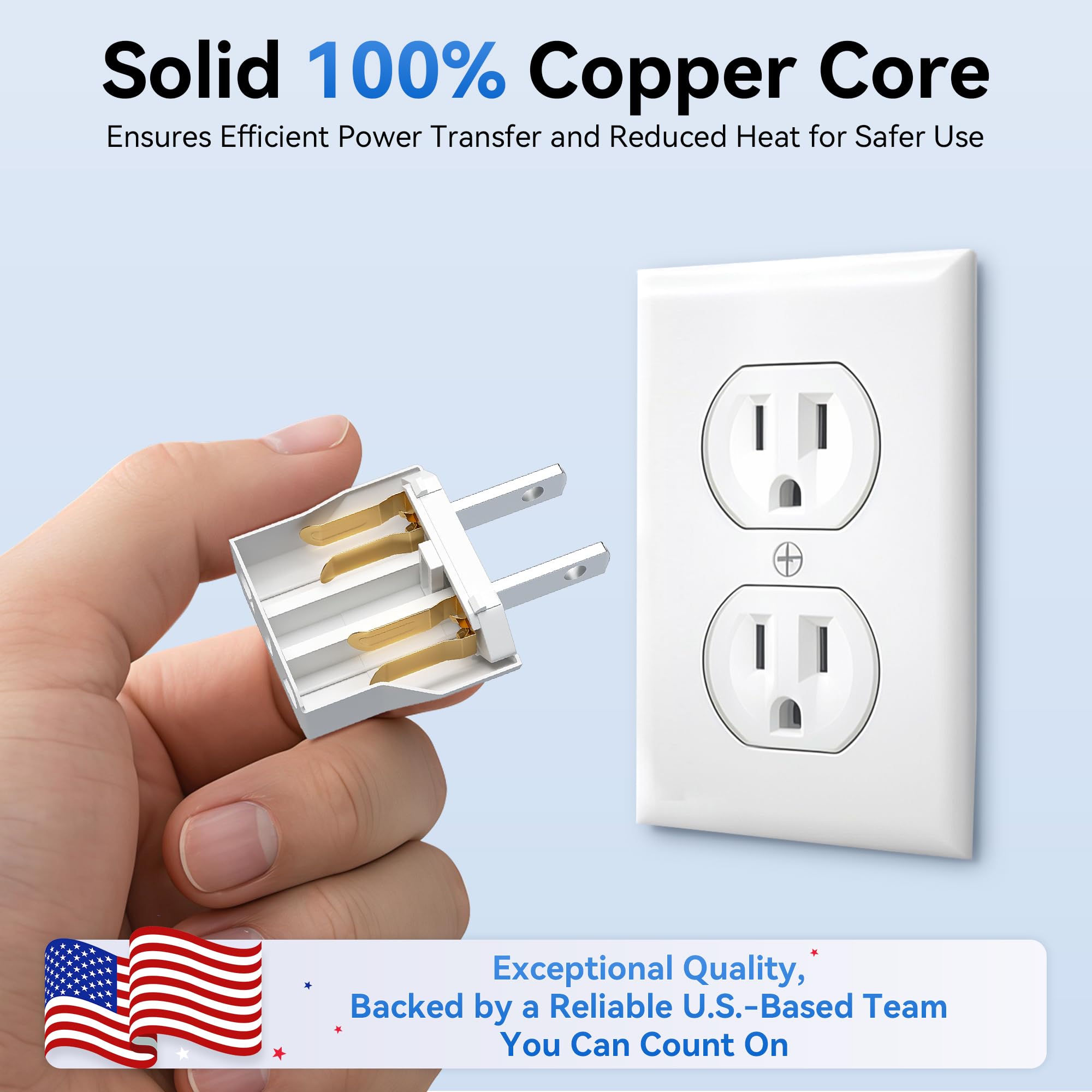 Unidapt Us Plug Adapter, European To Usa Travel Plug Adapter, Europe To America, Mexico, Japan, Canada Power Outlet Adapters Wall Plugs, Type A 4 Pack White