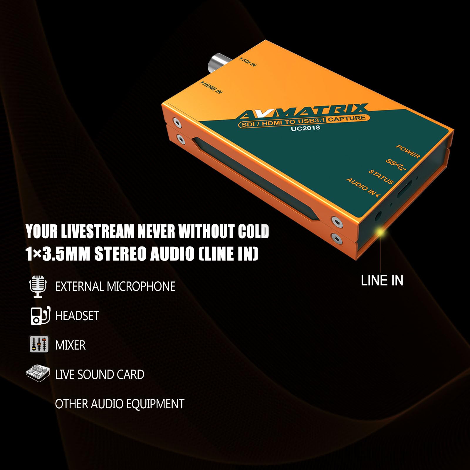 Avmatrix Sdi/Hdmi To Usb3.0 Video External Capture Card For Streaming Uncompressed (Yuy2) 1080P60 Play And Pluy With Obs Twitch Youtube For Church Live Streaming Tele Conference Tele Education