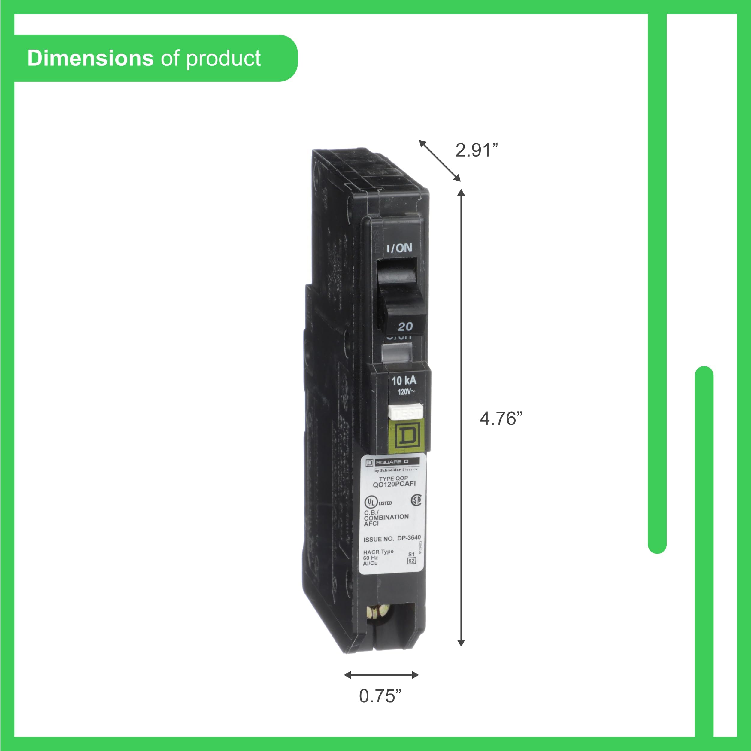 Square D   Qo120Pcafi 20 Amp Single Pole Plug On Neutral Cafci Circuit Breaker