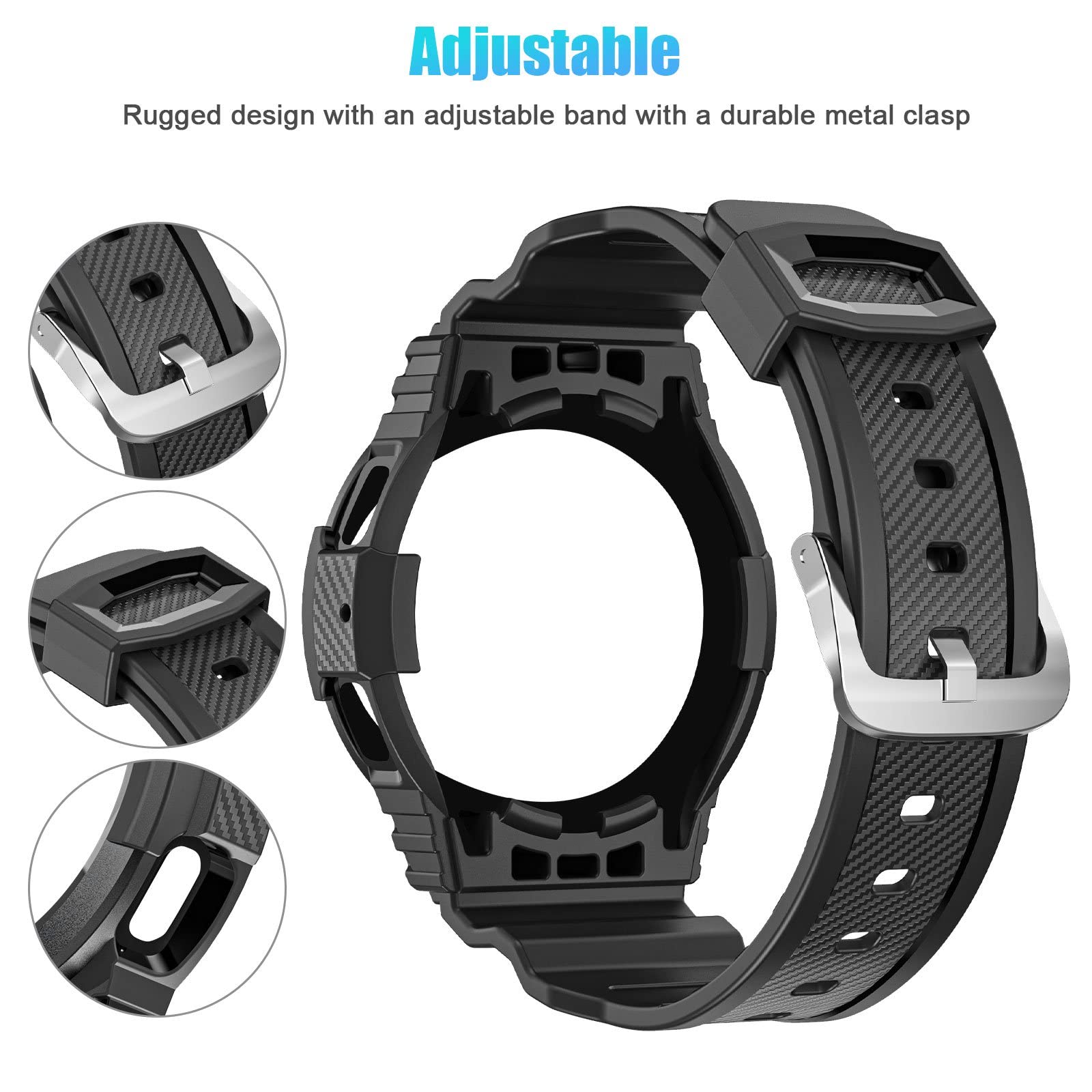 Galaxy Watch 4 Band 40Mm Bumper Case, For Samsung Watch 5 40Mm Bands Rugged Strap Protective Case, Sport Military Shockproof Tpu