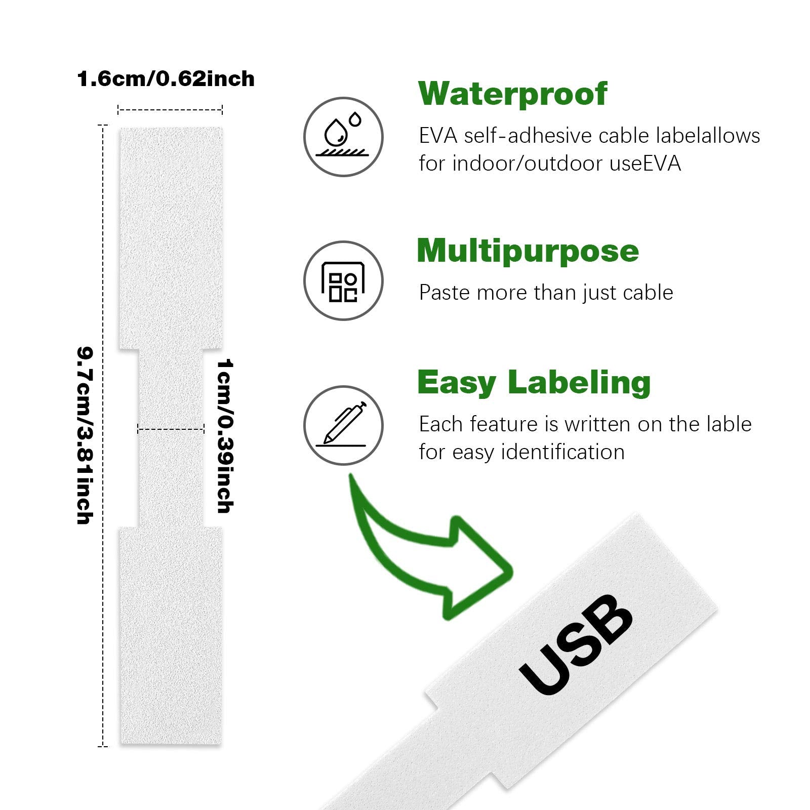 Zonon 90 Pieces Cable Label Charging Cord Label White Cable Tags Labels Self Adhesive Eva Foam Waterproof Wire Labels For Electr
