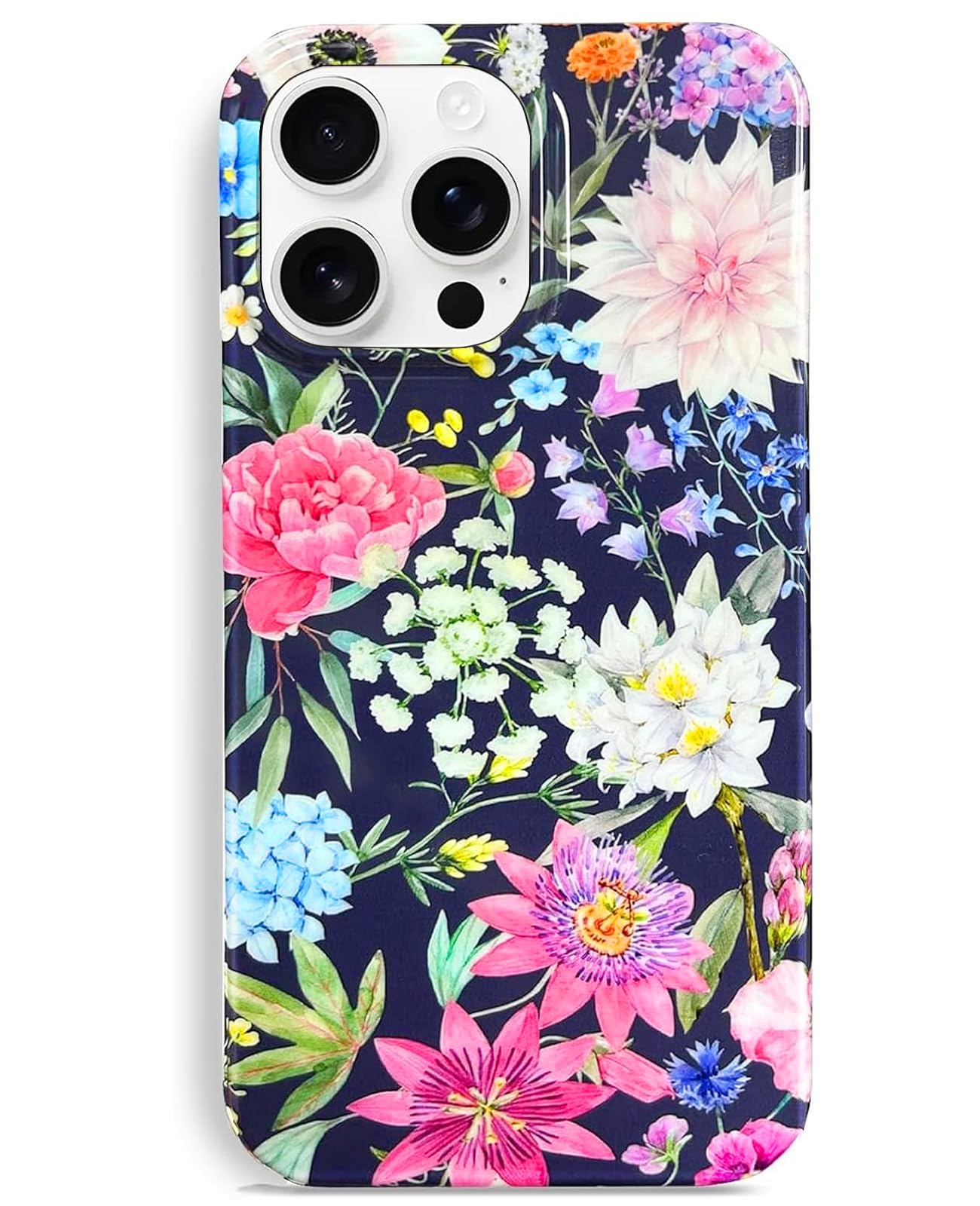 J.west Compatible with iPhone 16 Pro Case 6.3,Garden Flower Soft Silicone Shockproof Cute Floral Pattern Design Slim Fit Protect