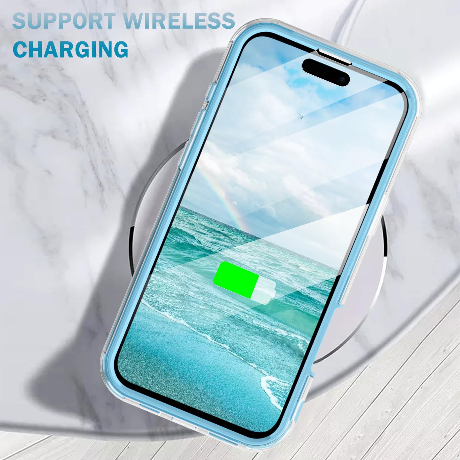 Turquiase Cute Marble Case For Iphone 16 Plus 6.7 Inch Built With Screen Protector, Lightweight And Stylish Full Body Shockproof