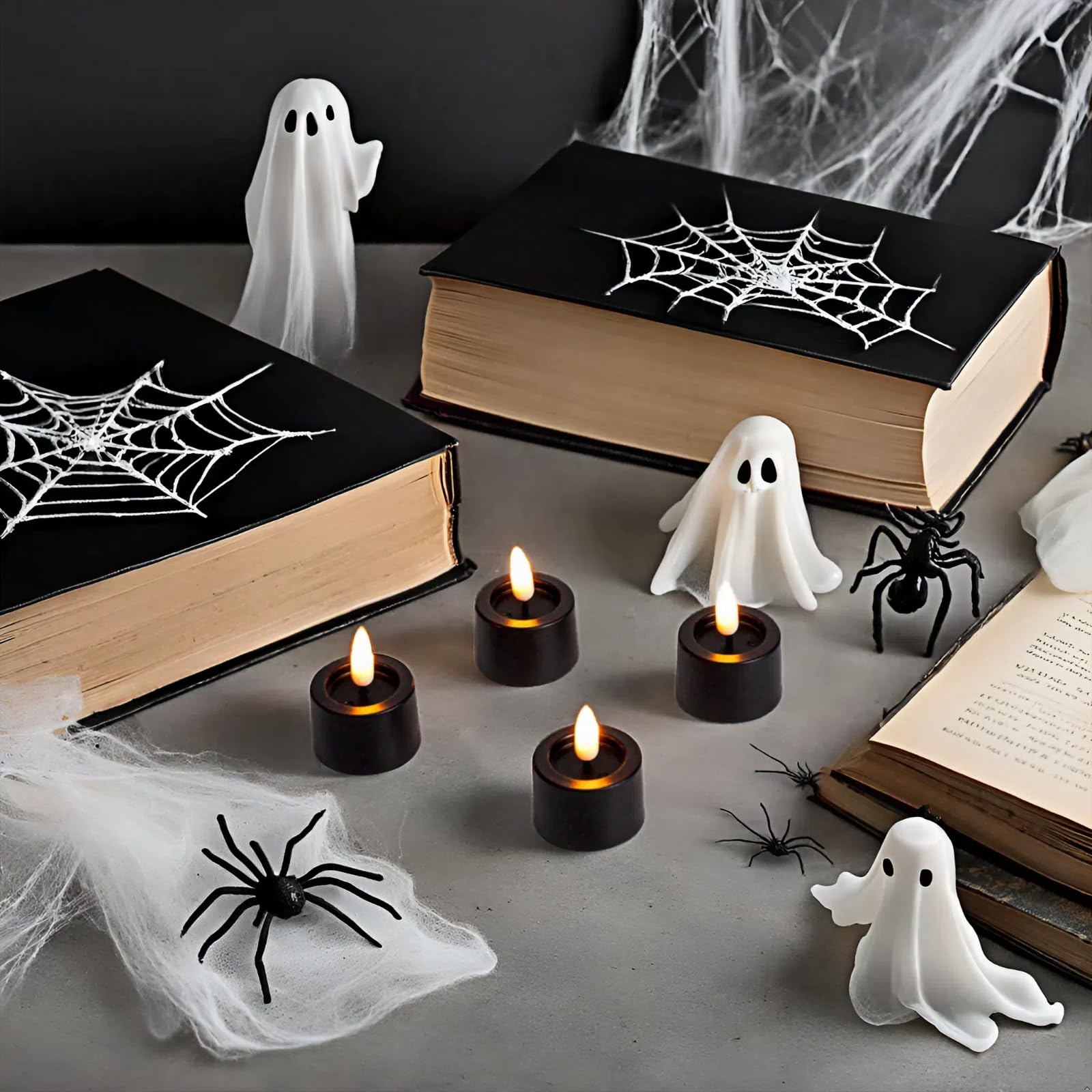 Simplelight Pack Of 12 Tea Lights Candles Battery Operated   Battery Tea Lights With Timer, Battery Candles Black Color For Voti