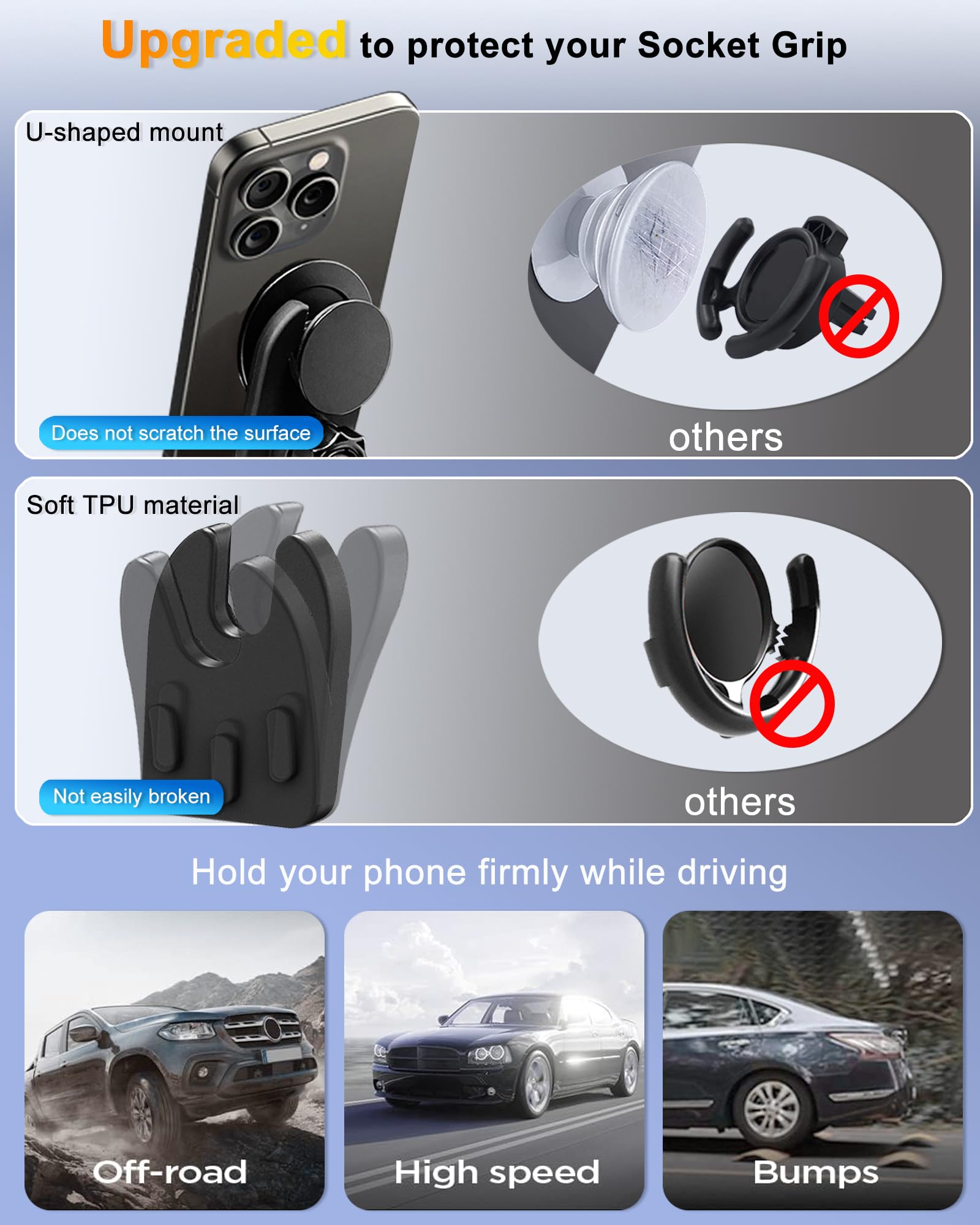 Jctriway Car Mount For Pop Socket, Dashboard Windshield Car Phone Holder Compatible With Popsocket, Powerful Suction Cup Car Pho