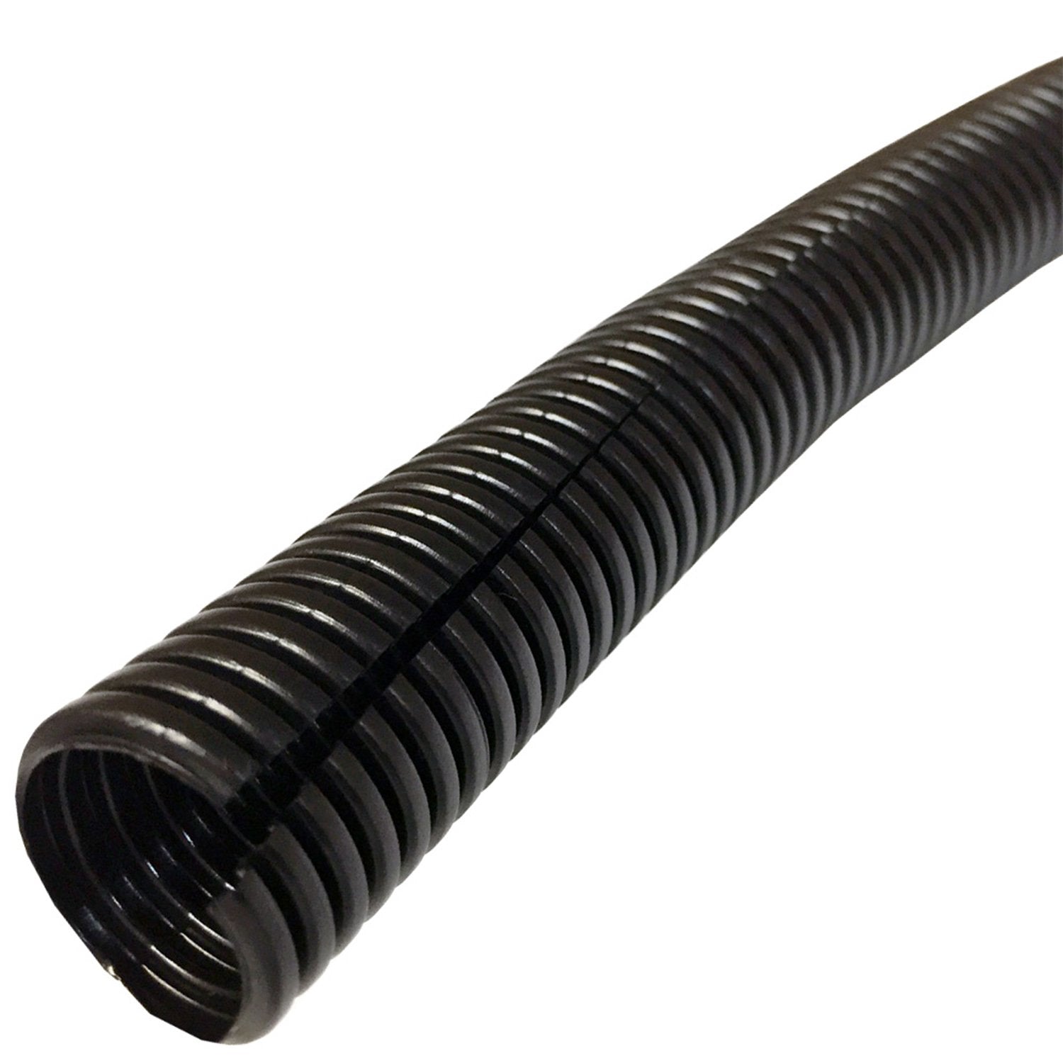 Electriduct Split Wire Loom Tubing Polyethylene Corrugated Flexible Conduit   2'' Diameter   5 Feet   Black