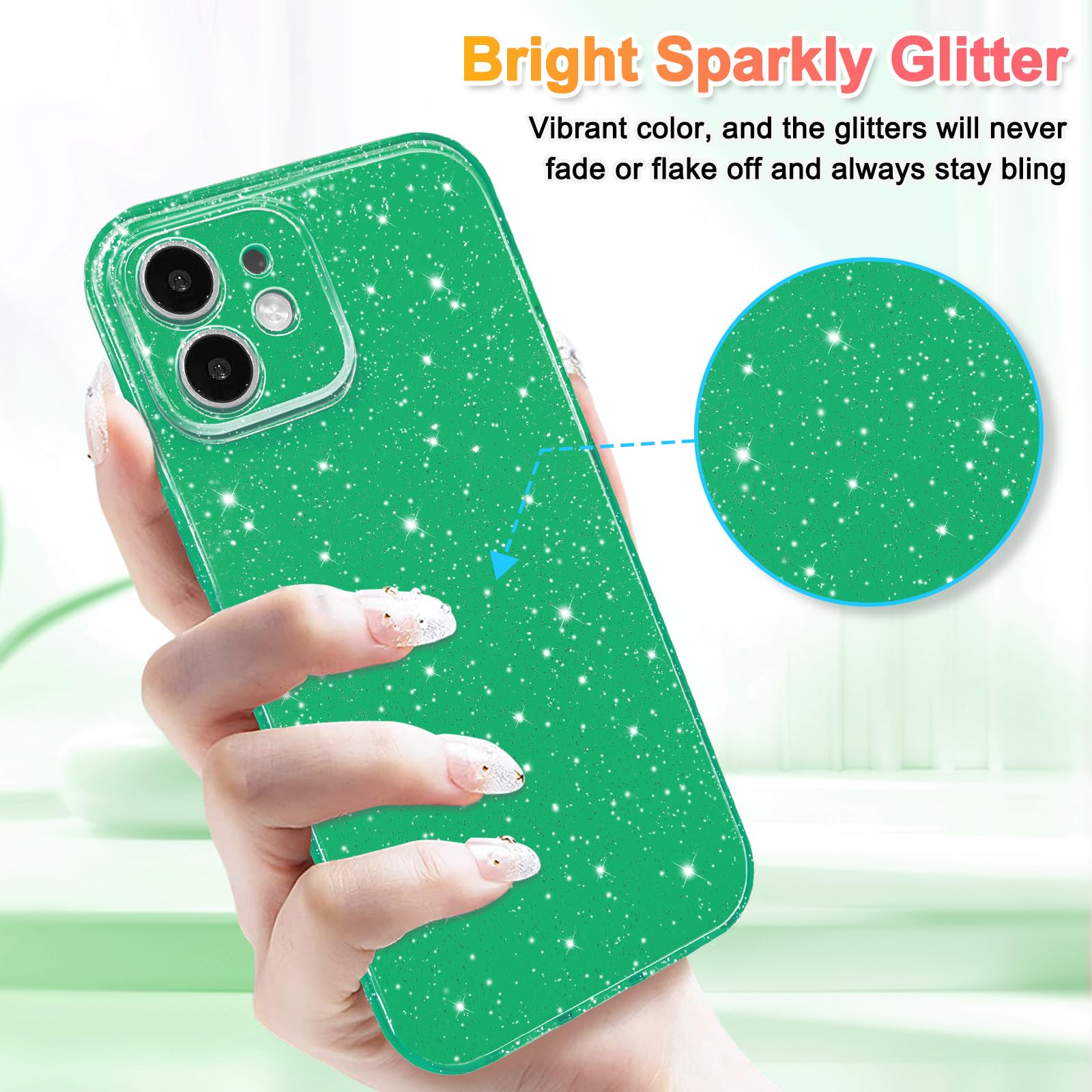 Hython Case For Iphone 12 Case Glitter Cute Sparkly Shiny Bling Sparkle Phone Cases 6.1, Thin Slim Fit Soft Tpu Bumper Shockproo