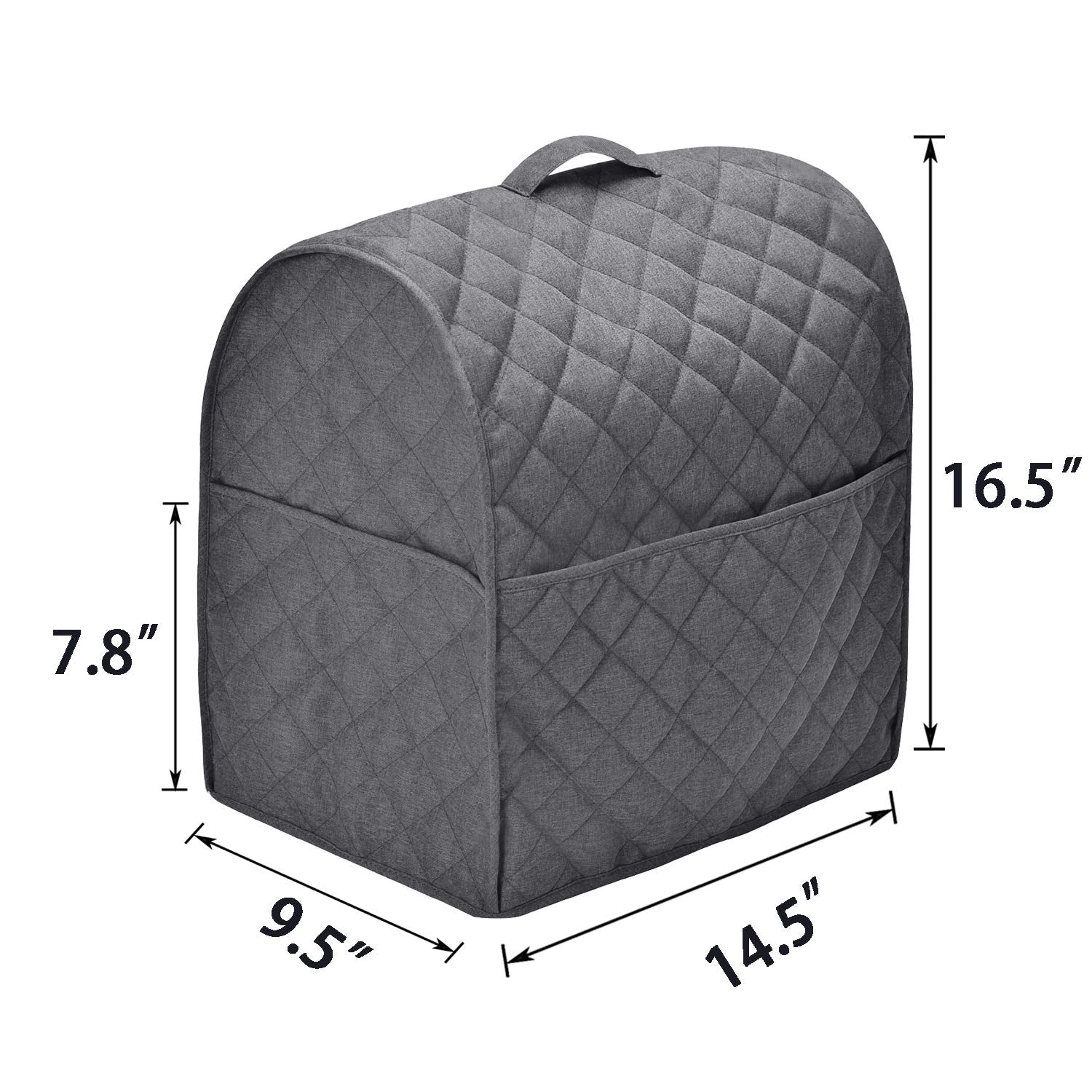 Stand Mixer Dust Cover With 3 Pockets Compatible With Kitchenaid Tilt Head, Easy Cleaning,Can Ironable (Dark Gray, Fits For 6 8