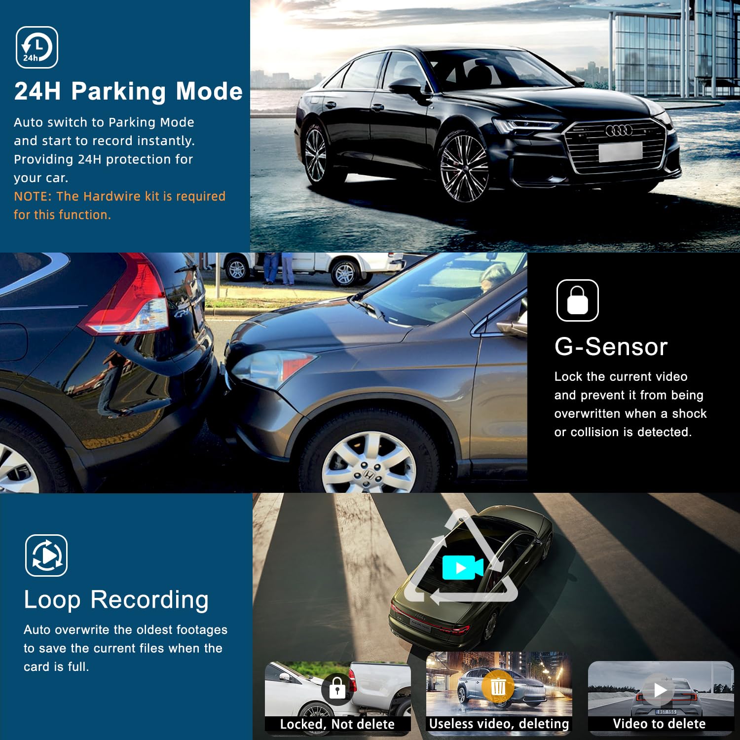 Dash Cam Front And Rear 2.5K+1080P Fhd Wifi Dual Dash Camera For Cars, 170 Angle Dashboard Camera With 64G Sd Card, App Control,