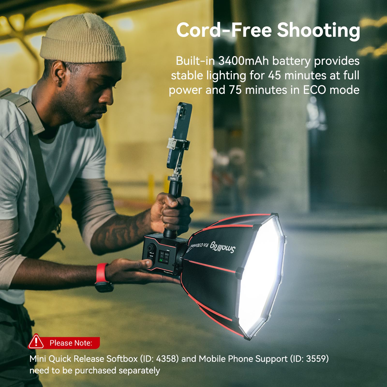 Smallrig Rc 60B Cob Video Light With Built In 3400Mah Battery & Type C Pd Fast Charging, Handheld Bicolor Led Video Light For Sh