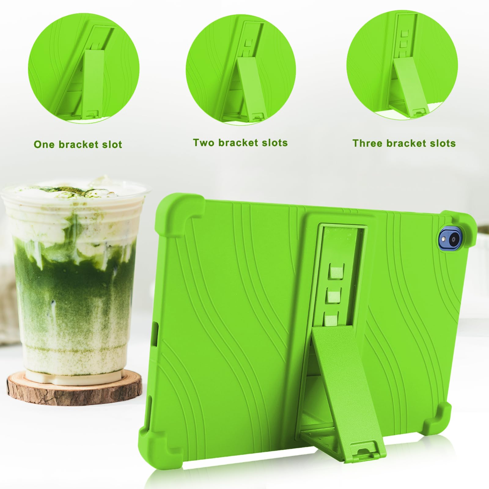 Atooz For Walmart Onn 10.1 Tablet Case 2024,Soft Silicone Case For Onn 10.1 Gen 4 Tablet With Stand (Model: 100135925) (Green)