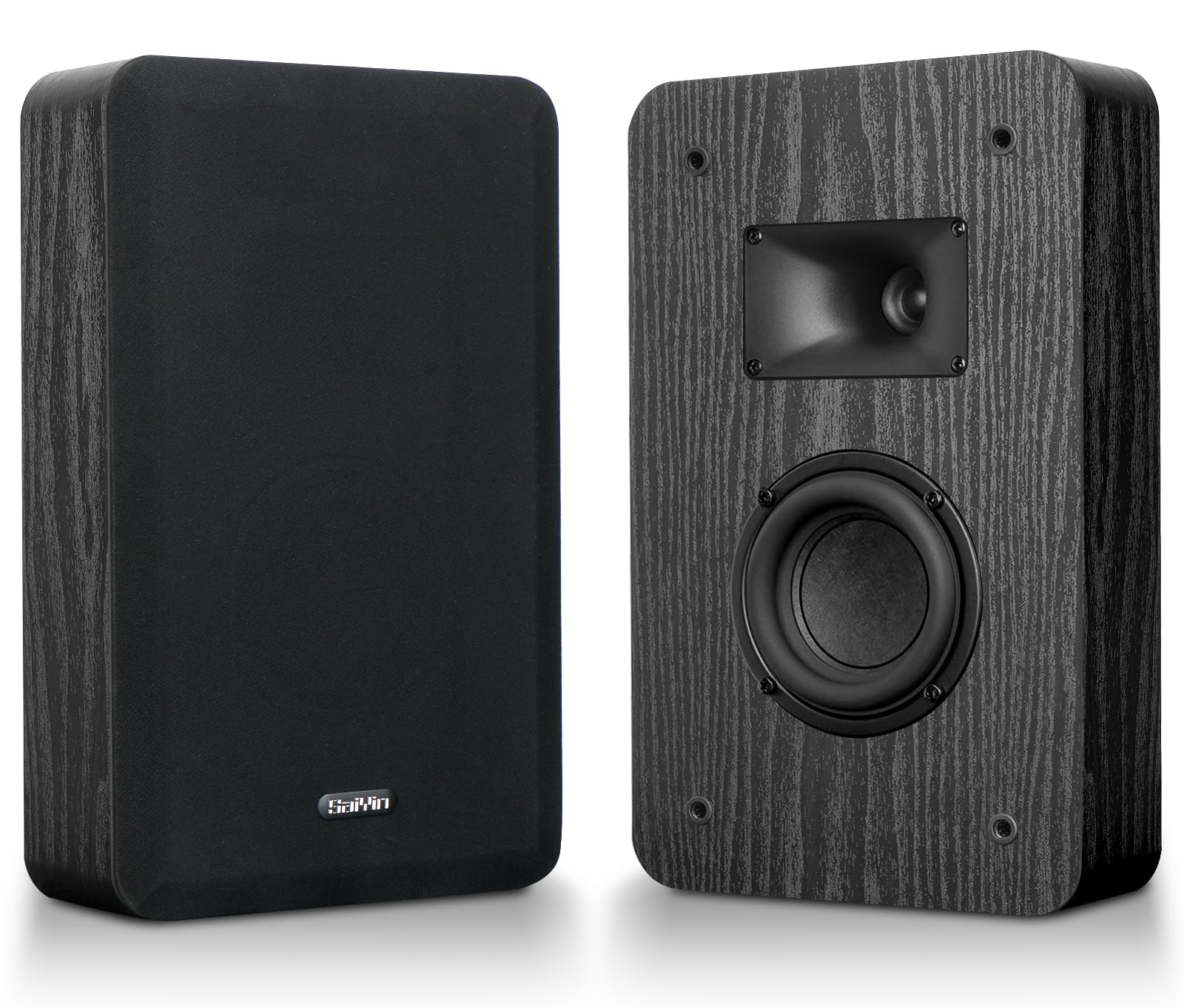 Saiyin On-Wall Speakers (Pair),Flexible Install Wall-Mountable Surround Speaker,4 Ohms,3.5-Inch Woofer with Horn Tweeter,2-Way P