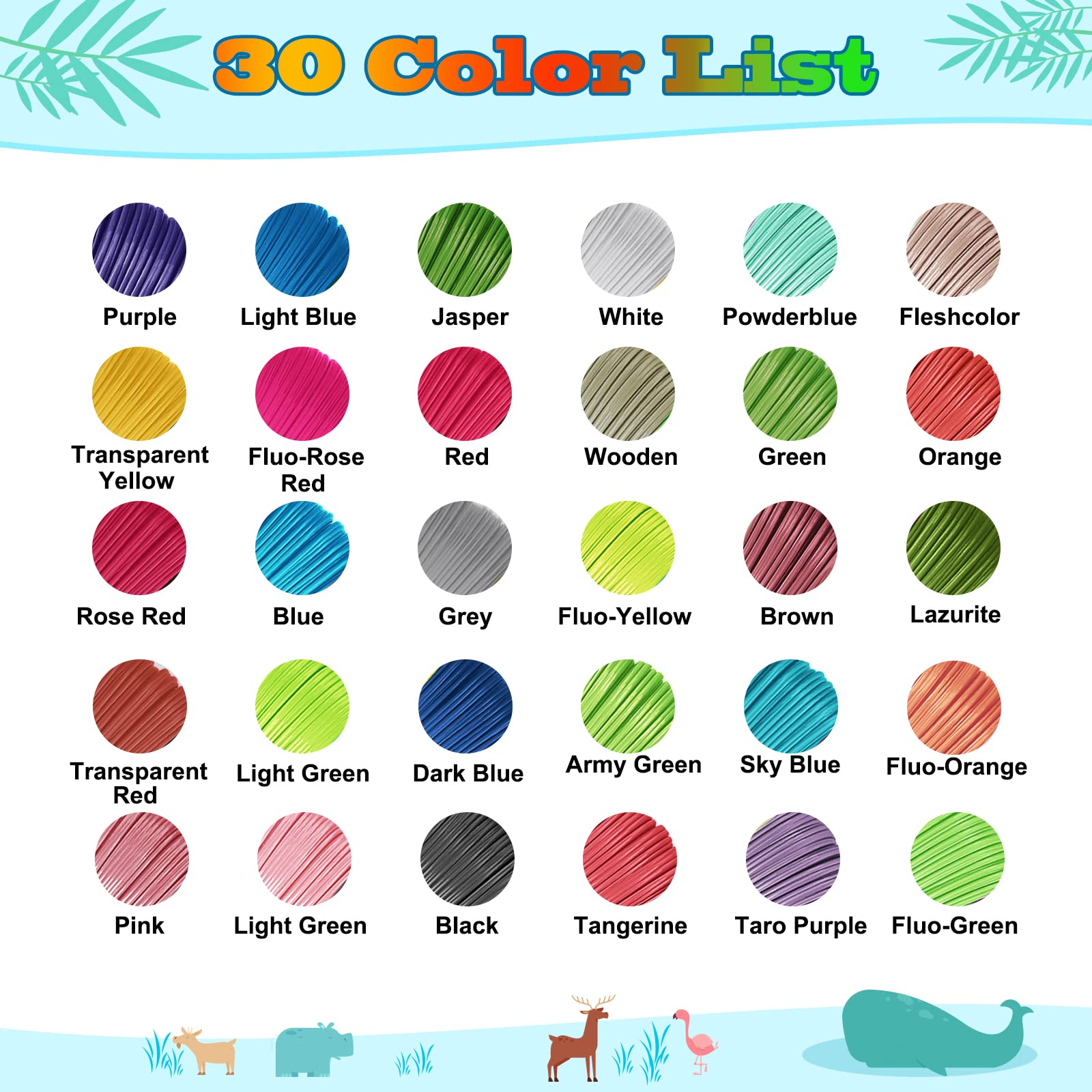 3D Pen Filament Refills 30 Colors, Yungden Pla 1.75Mm For 3D Pen, High Precision Diameter Tolerance    0.02Mm, 300 Feet In Total