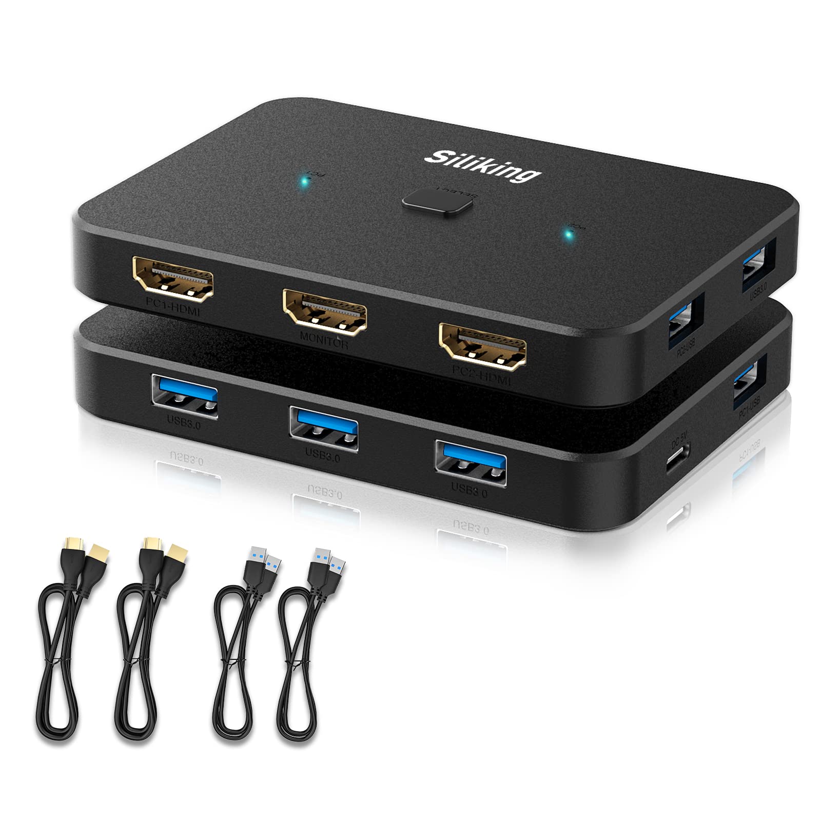 4K@60Hz Hdmi Kvm Switch For 2 Computers, 1 Monitor   Usb Selector With 4 Usb 3.0 Ports For Keyboard, Mouse, Printer, External Ha