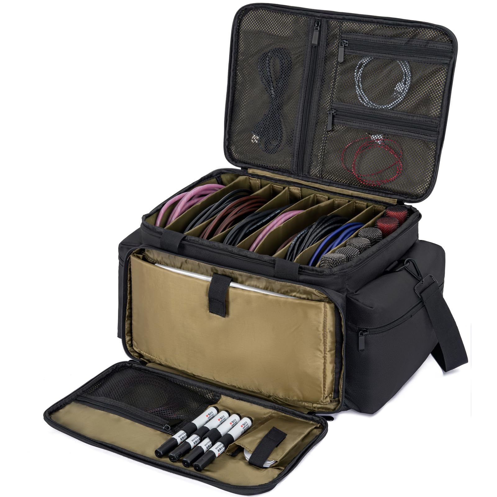 Akozlin Cable File Bag Dj Gig Bag Cord Organizer Case With Detachable Dividers For Laptop,Dj Gear, Sound Instrument And Music Eq