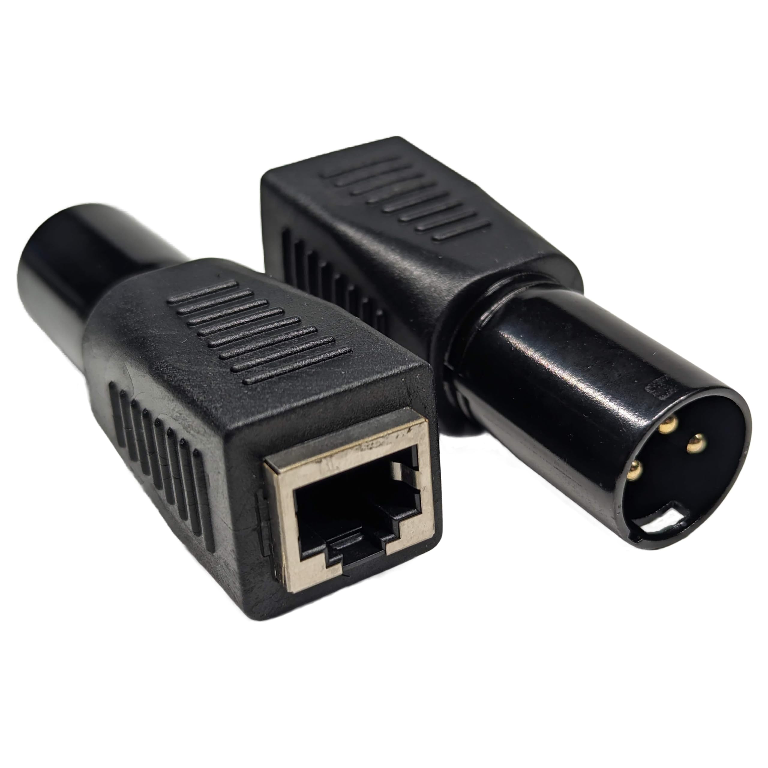 Milestock 2-Pcs RJ45 to 3-Pin XLR DMX Connector RJ45 Ethernet to 3 Pin XLR DMX Male Audio Cable Adapter