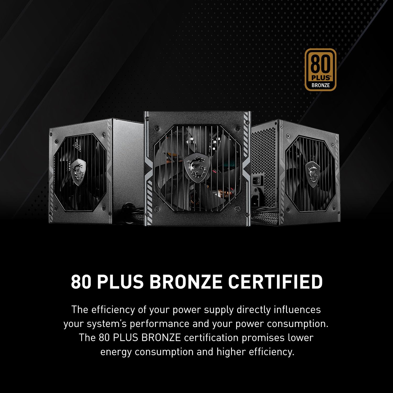 Msi Mag A550Bn, Non-Modular Compact 550W Power Supply, 80+ Bronze, Low-Noise Fan, Active Pfc Design, 5 Year Warranty