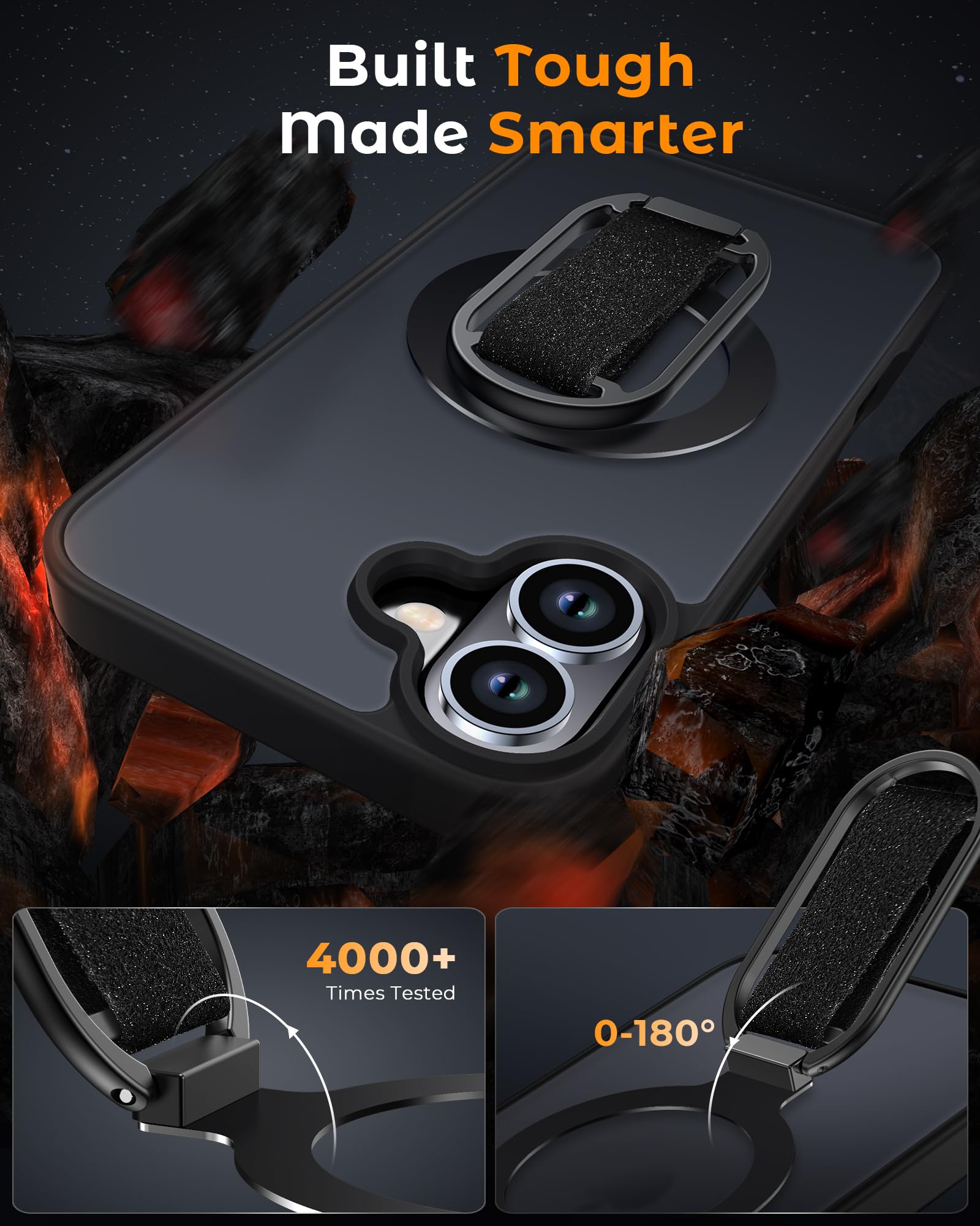 Shields Up For Iphone 16 Case With Stand, 16 Phone Case With Ring Holder & Phone Grip [Compatible With Magsafe] Translucent Matt