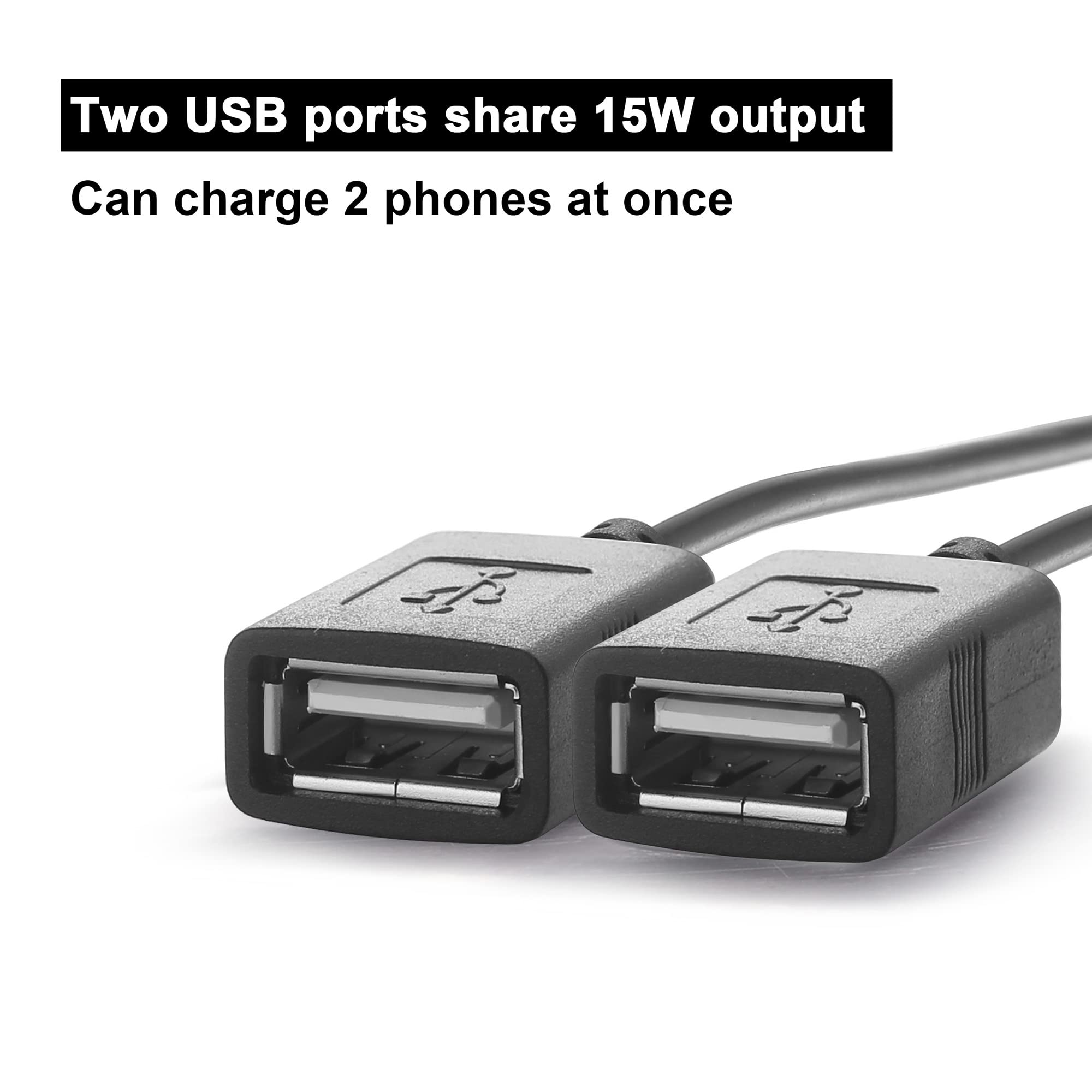 Plusroc Waterproof 12V/24V To 5V Converter Dc Dc Step Down Module Power Adapter (Dual Usb A Connectors)