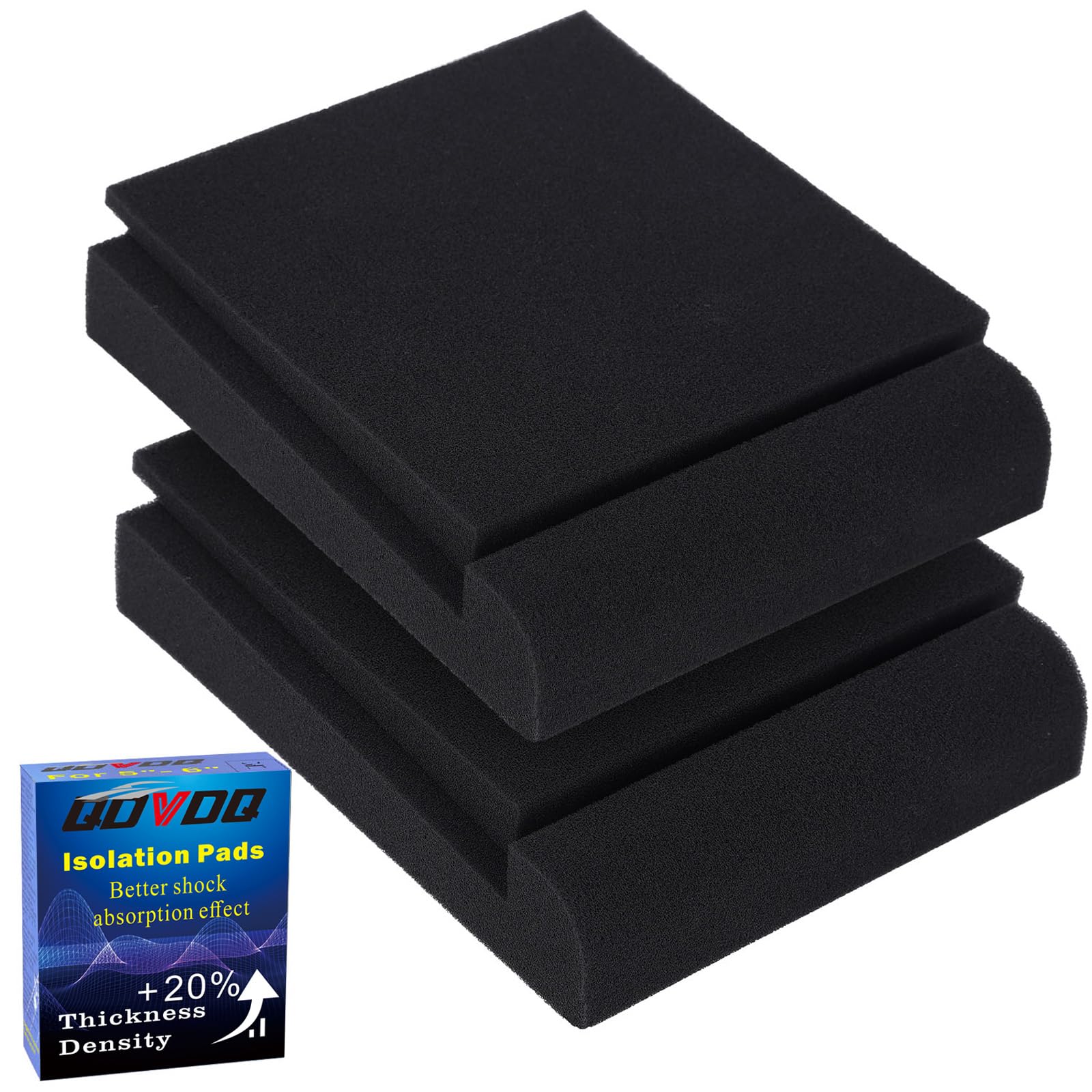 Qdvdq 2 Pack Studio Monitor Isolation Pads, Acoustic Speaker Isolation Pads, Angled Speaker Foam Stand, High Density Acoustic Fo