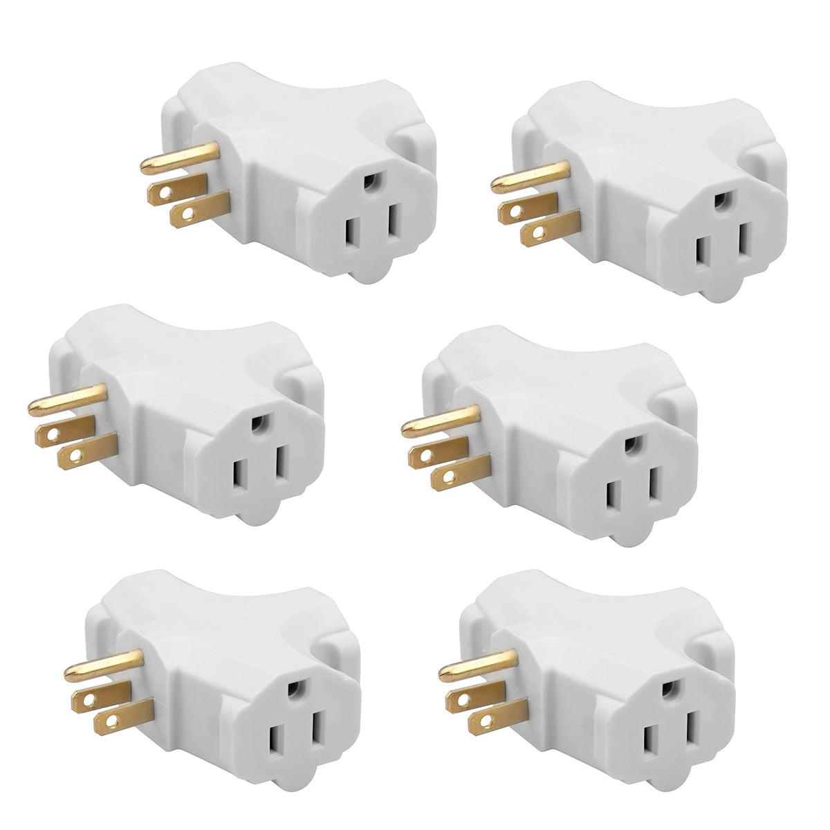 Suresave Plug Adapter And Outlet Splitter | Heavy Duty 3 Outlet Grounding Adapter 15 Amp Household Plug | 3 Prong Grounded Multi