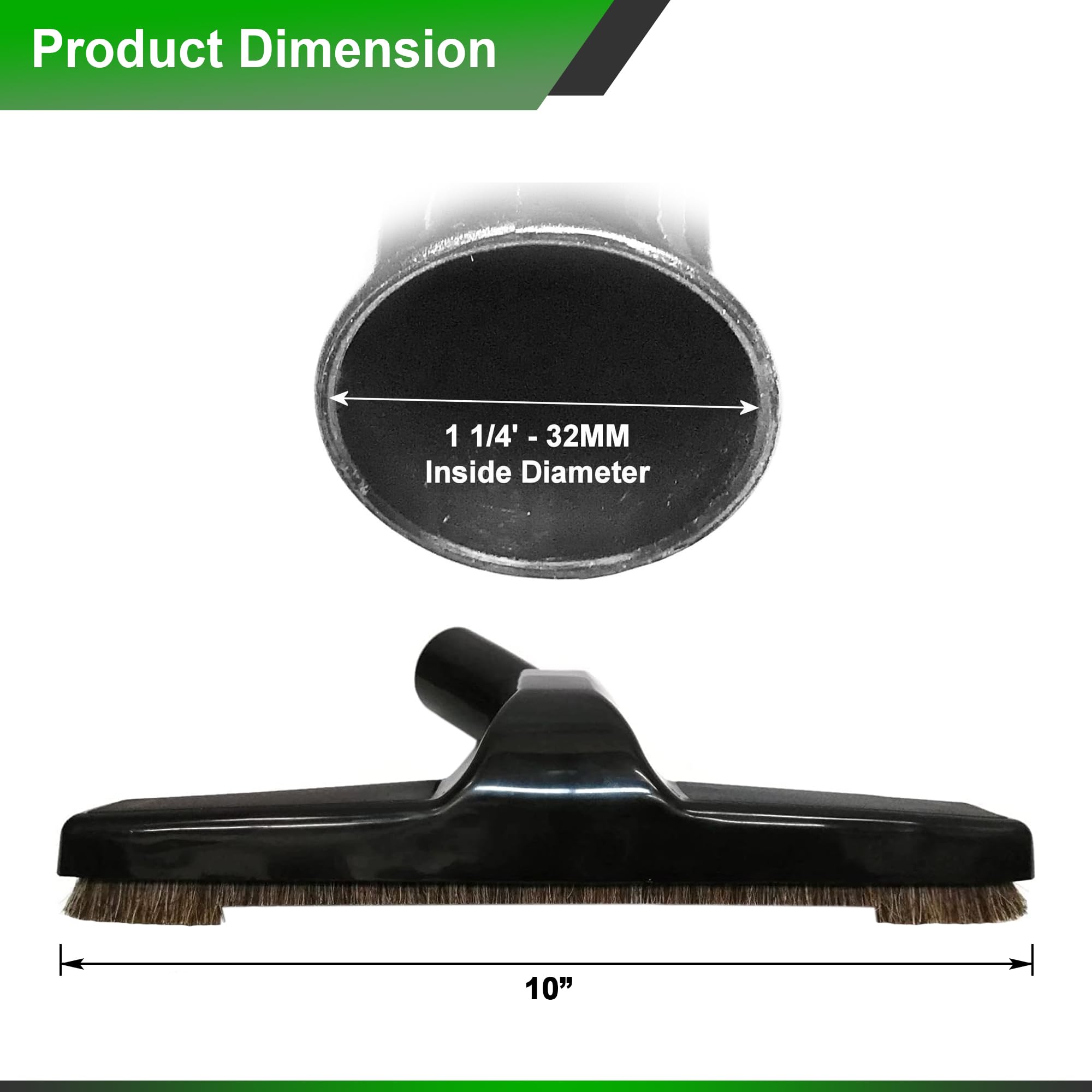 Selgo Upgraded Vacuum Floor Brush For Universal Vacuum Cleaners With 1  Inch (1.25'') (32Mm) Inner Diameter With Horse Hair Soft