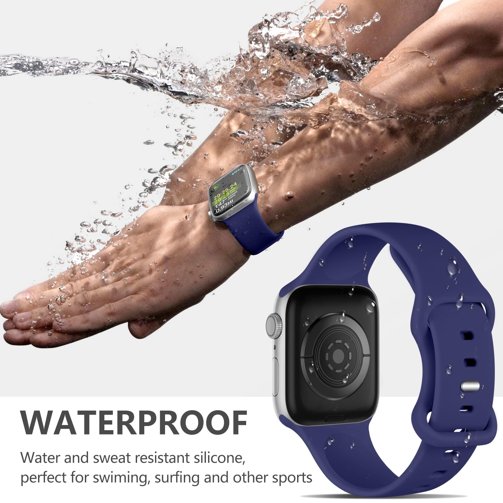 Daqin Sport Band Compatible With Apple Watch Band 40Mm 41Mm 42Mm 38Mm For Women Men, Soft Silicone Waterproof Replacement Strap