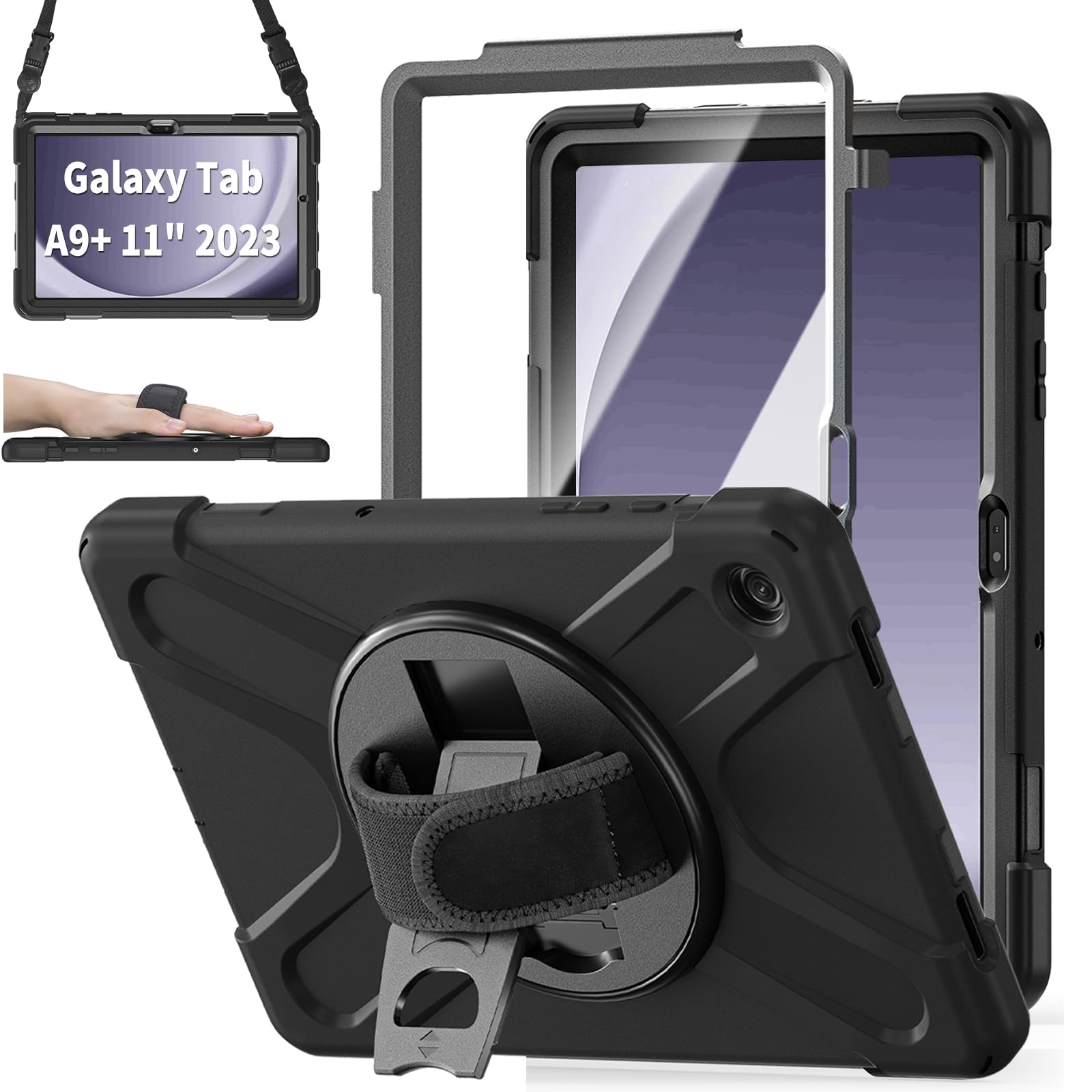 Zenrich Rugged Case For Samsung Galaxy Tab A9+/A9 Plus 11    Built In Screen Protector Heavy Duty Full Body Shockproof Case W/Ro