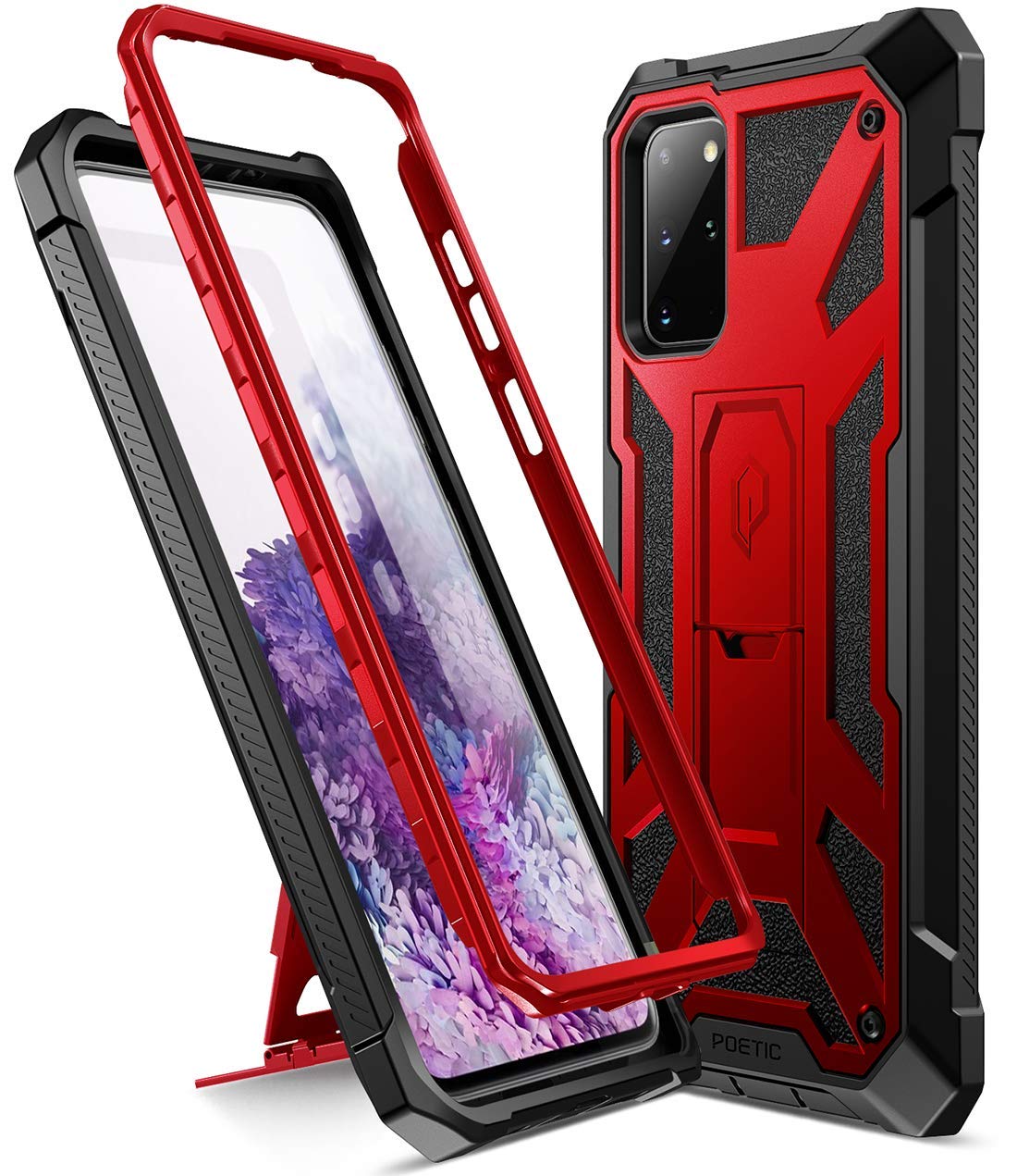 Poetic Spartan Series Designed For Galaxy S20+ Plus Case, Full Body Rugged Dual Layer Metallic Color Accent Premium Leather Text