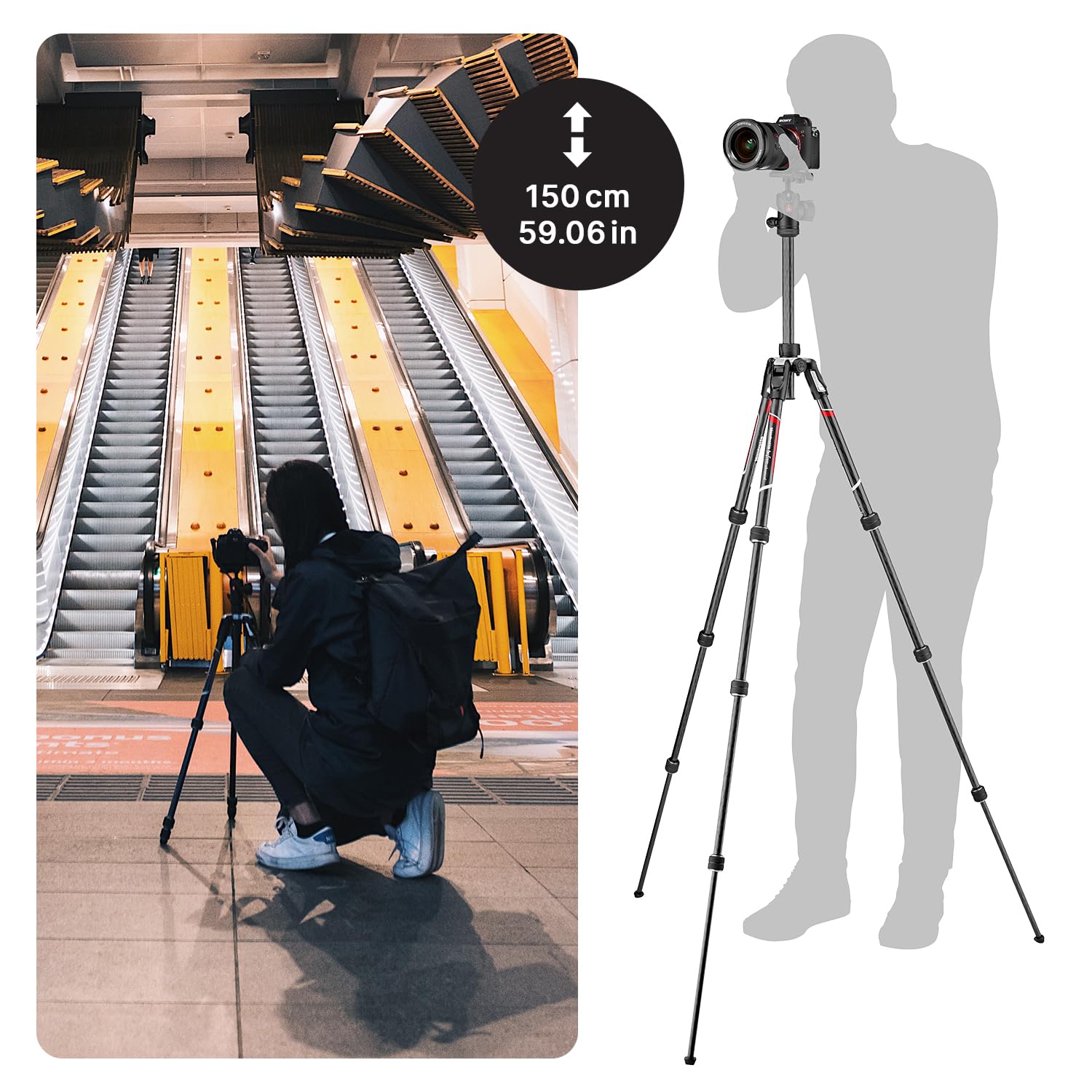 Manfrotto Befree Advanced 4 Section Carbon Fiber Travel Tripod With 494 Center Ball Head, Black