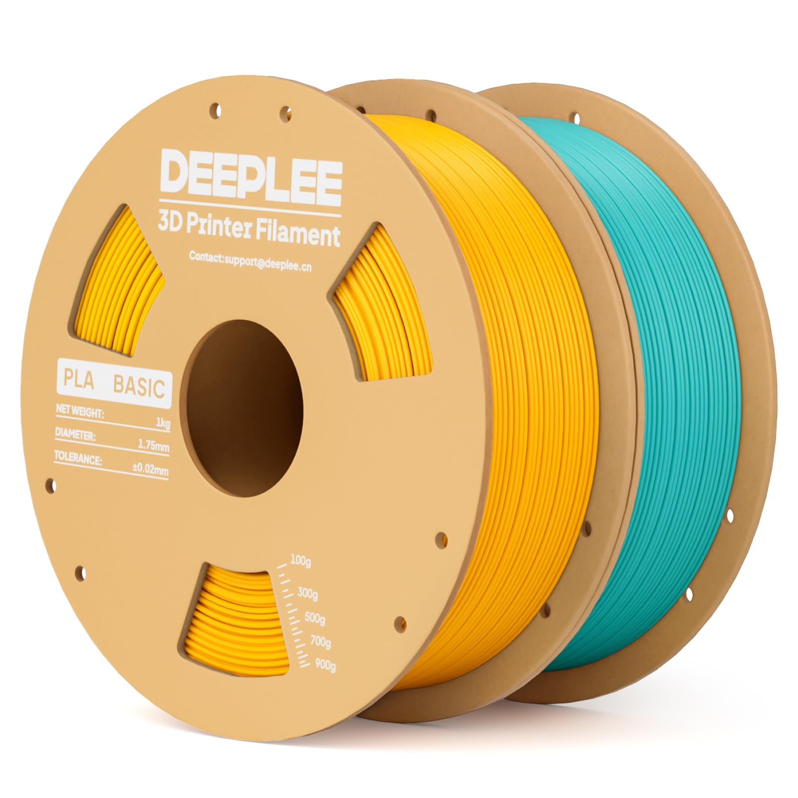 DEEPLEE Basic PLA Filament 1.75mm, 3D Printer Filament, Sunflower Yellow & Turquoise 2kg