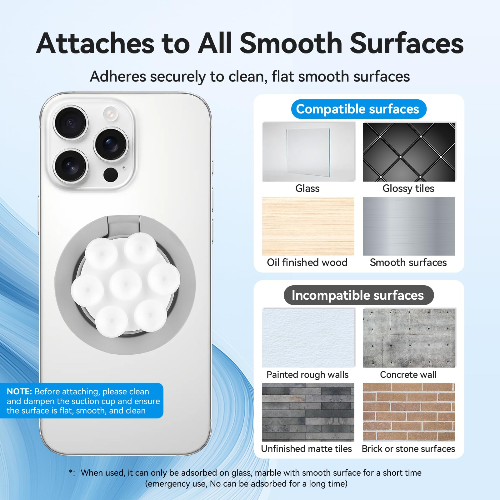 Magnetic Phone Holder Multifunctional Cellphone Stand Wtih Suction Cup, Mount Ring Grip, Magnetic Lead Ring Kickstand Compatible