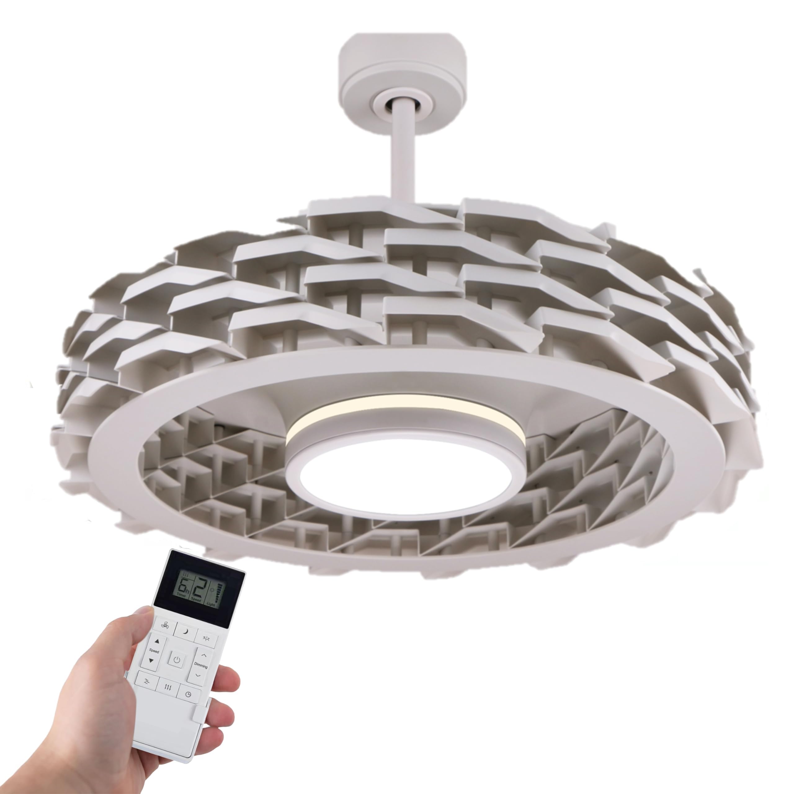 Todays Fans Bladeless Ceiling Fan with Lights & Remote - LUMIO 28 Low-Profile Downrod or Flush Mount Ceiling Fan with Lights for