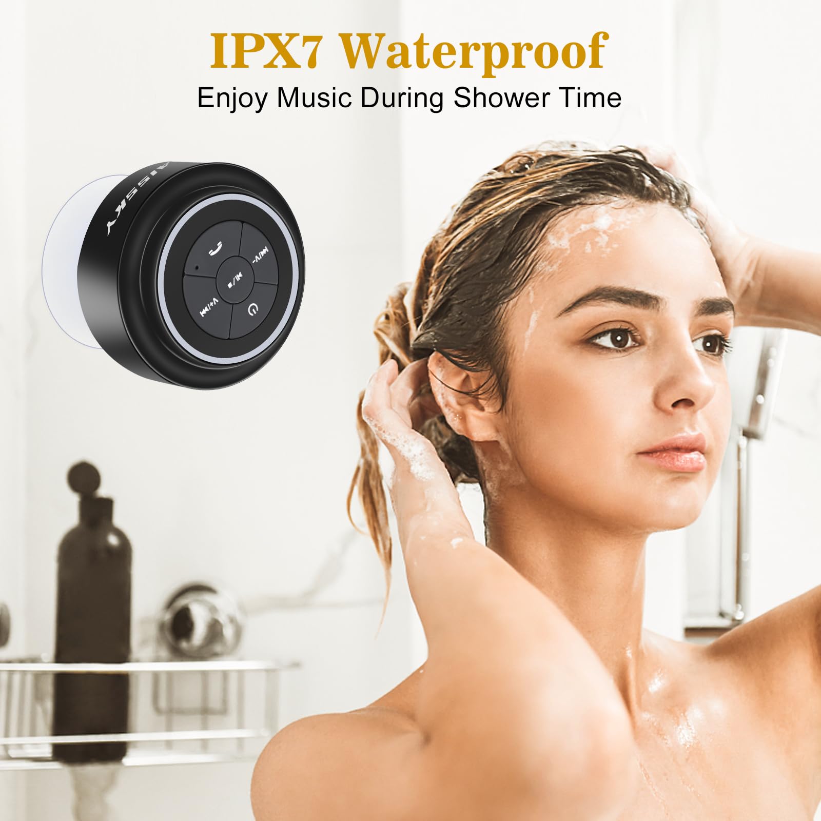 Haissky Bluetooth Shower Speakers, Portable Wireless Speaker With Suction Cup, Ip67 Waterproof Outdoor Wireless Speaker, Pairs E