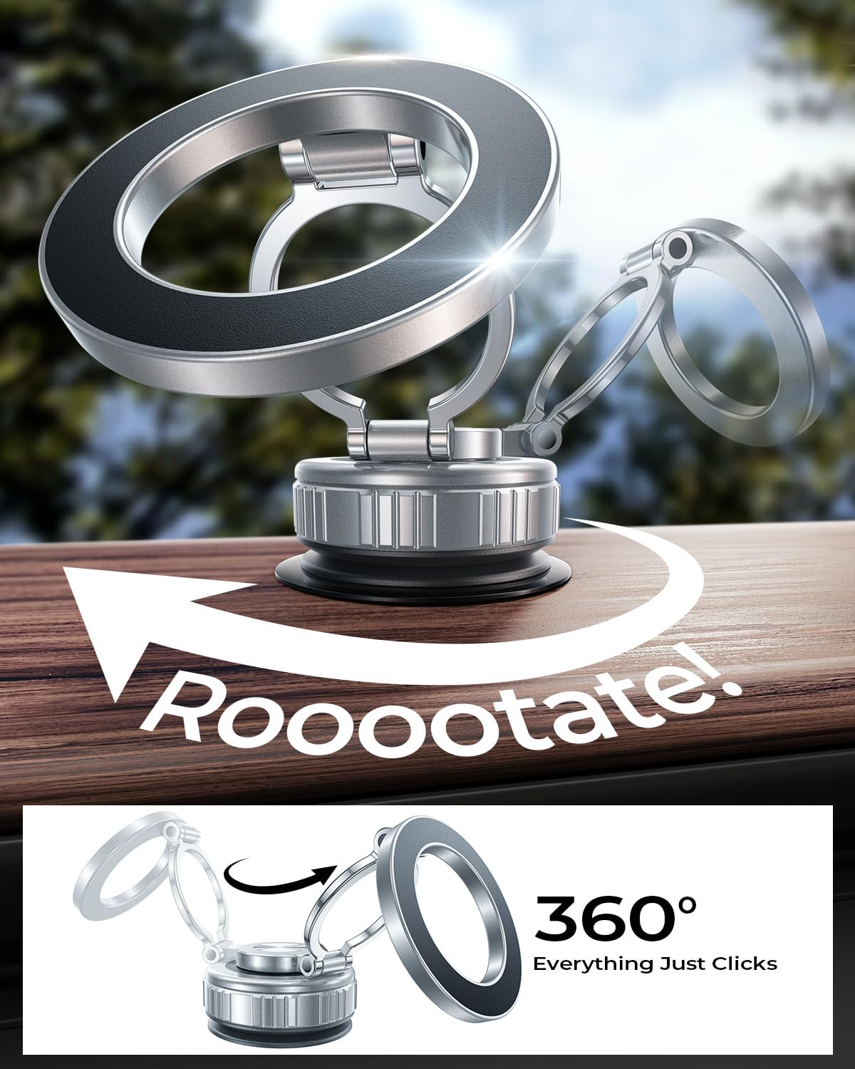 Dimoncoat 2025 Upgraded 360 Rotation Vacuum Magnetic Phone Holder For Car,For Suction Cup Phone Mount Stand [109+Lbs Strongest S