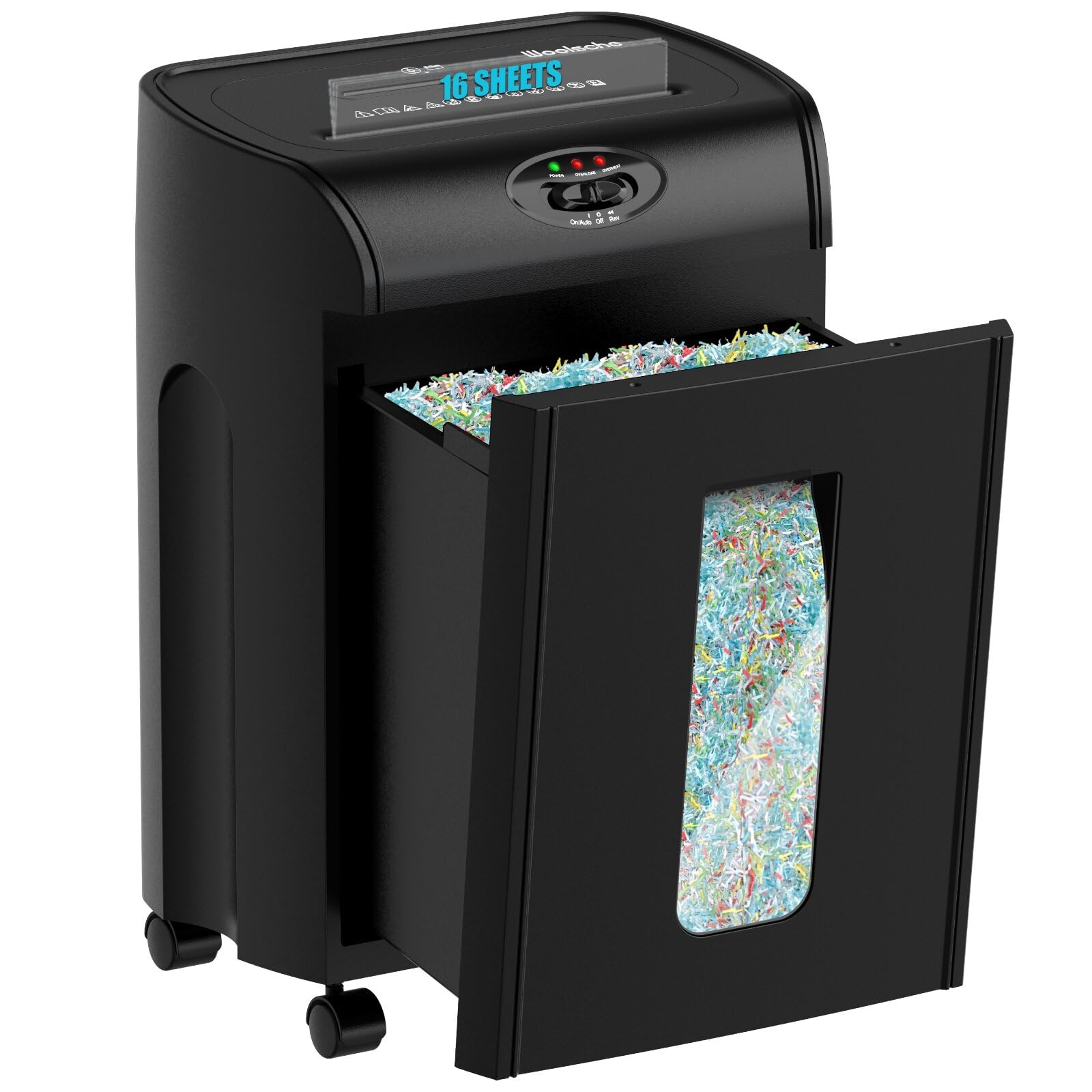 Woolsche Paper Shredder, 16Sheet Cross Cut With 4.76Gallon Pull Out Basket, P4 Security Level, 3Mode Design Shred Paper And