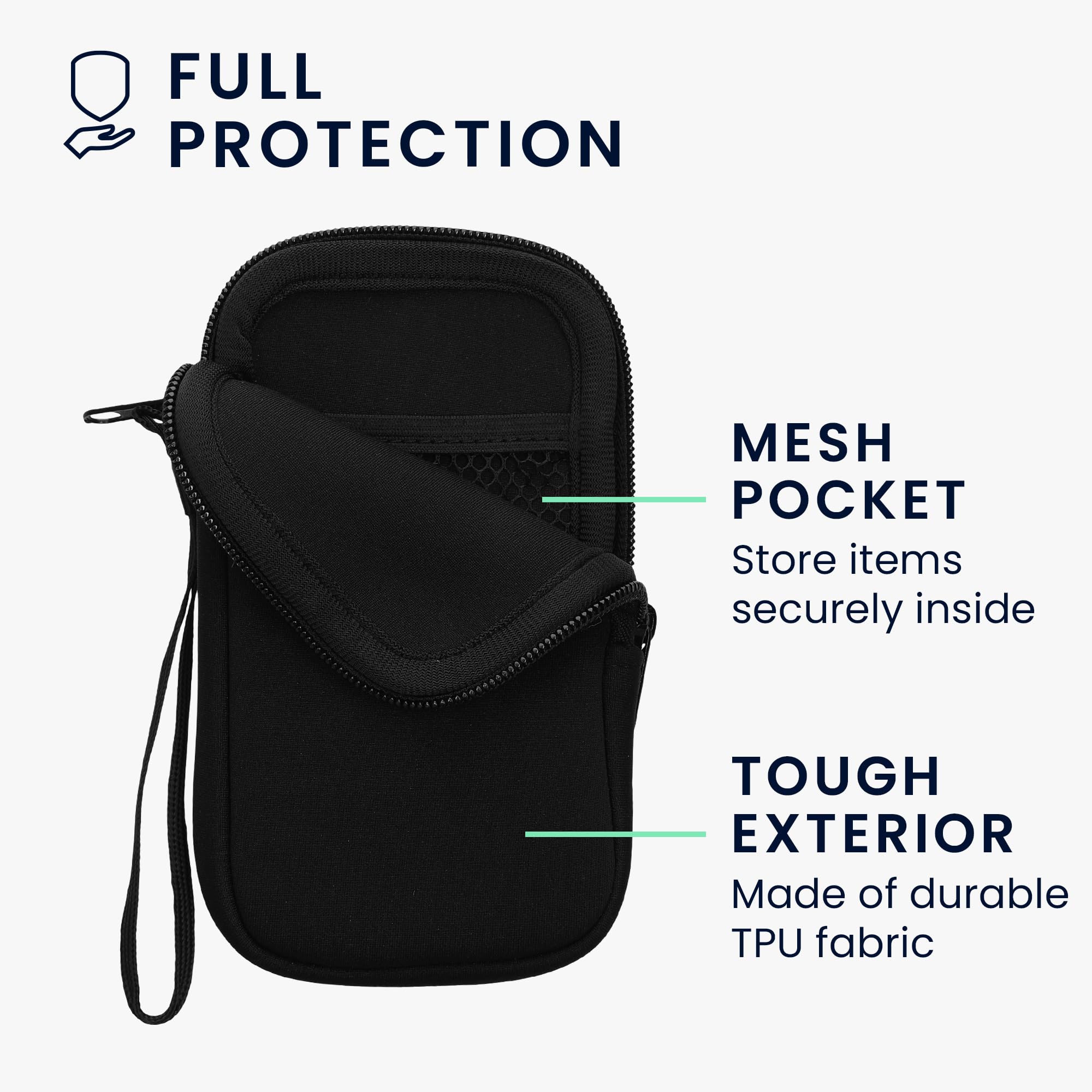 kwmobile Neoprene Phone Pouch L - 6.5 Universal Cell Sleeve Bag with Zipper & Wrist Strap - Black
