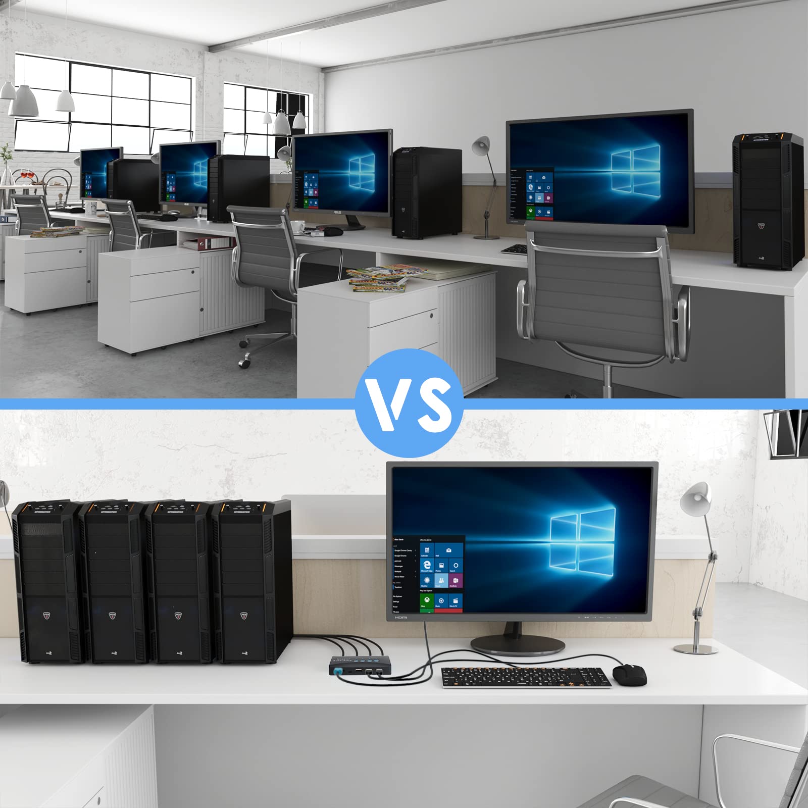 Tcnewcl Kvm Switch 4 Port, Hdmi Kvm Switcher 4Kx2K@30Hz For 4 Computers Sharing 1 Hd Monitor And 3 Usb Devices Keyboard Mouse Pr