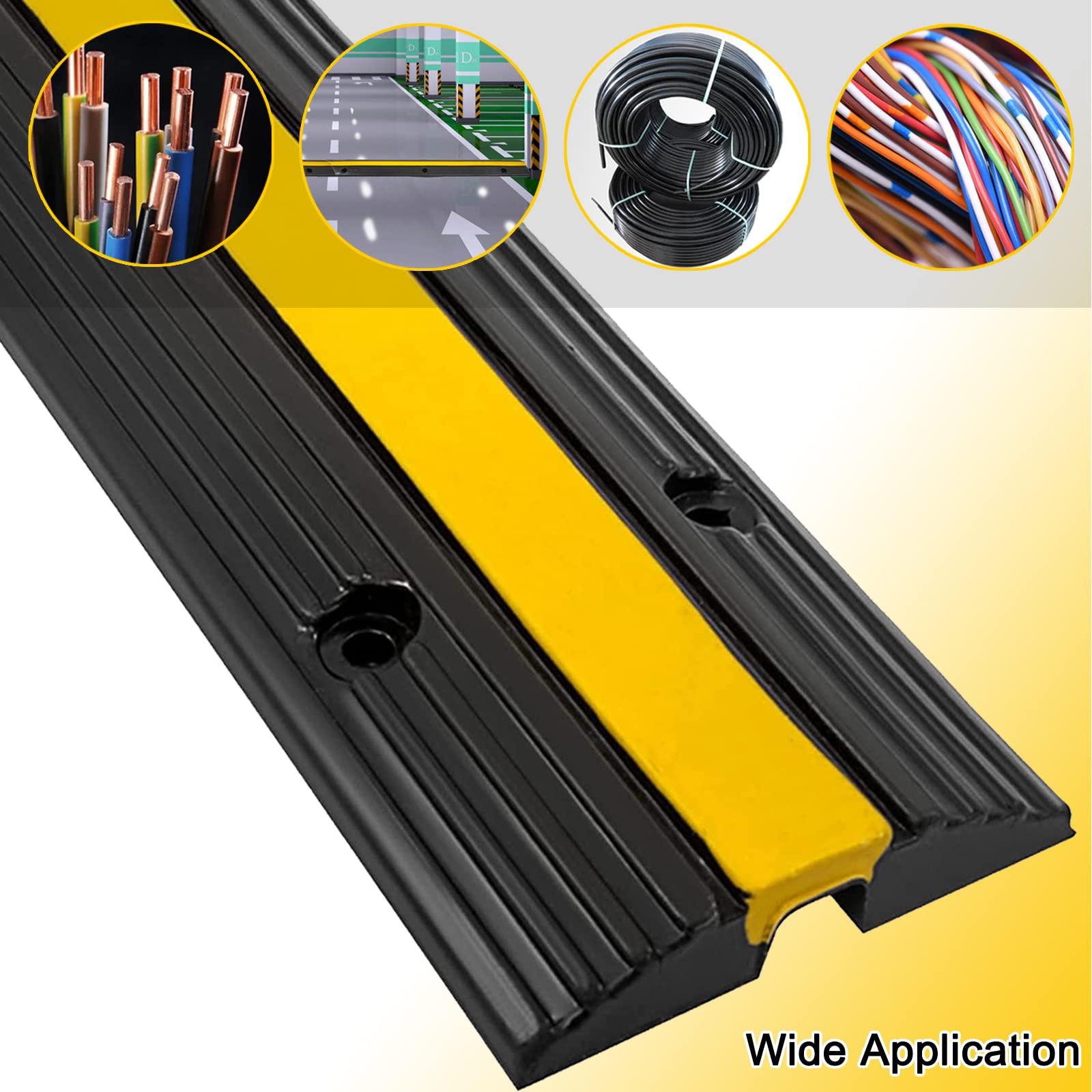 Cxrcy Cable Protector Ramp 4 Pack Of 1 Channel Rubber Hose Ramp, 22046Lbs Capacity Heavy Duty Speed Bumps Hose Cord Protector Ra