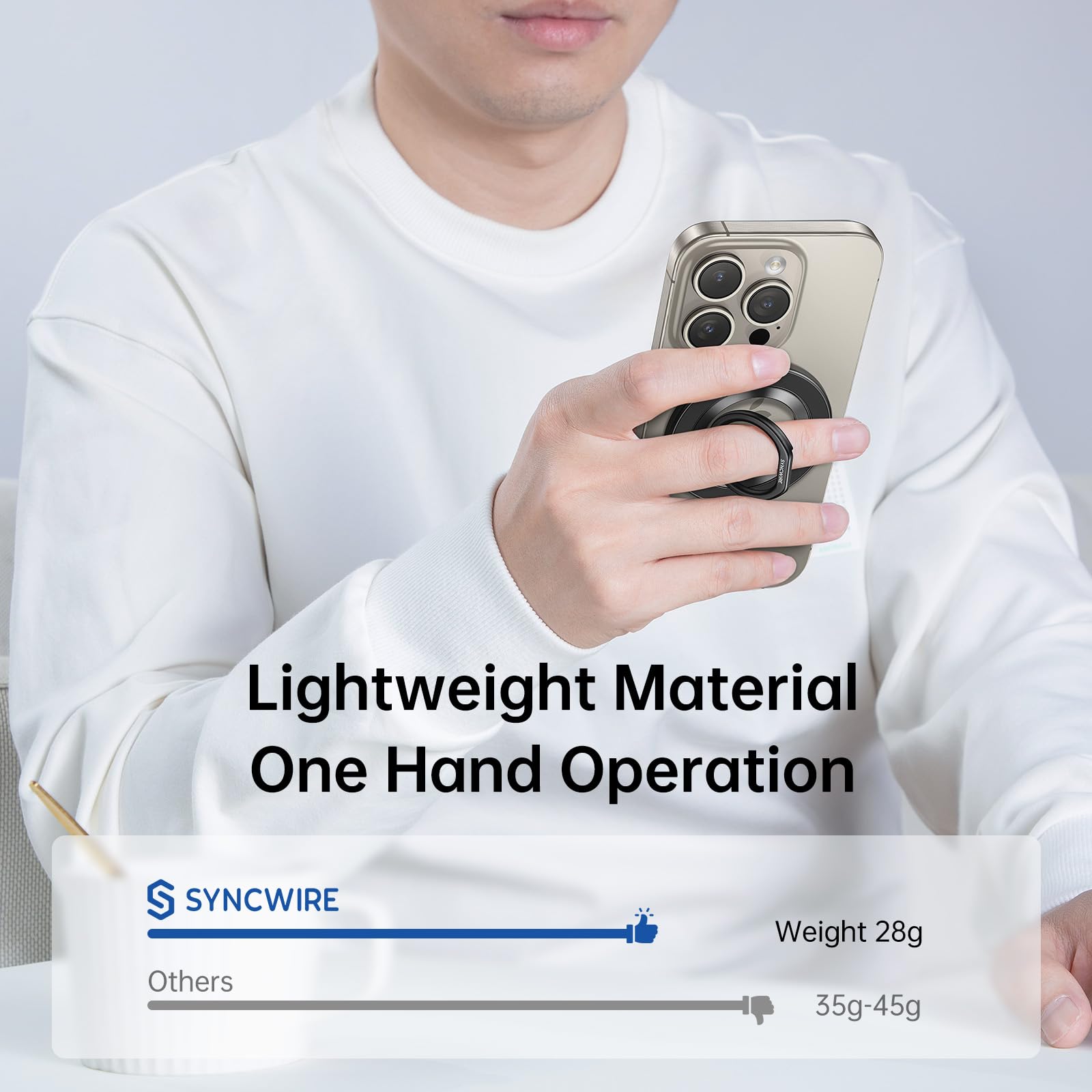 Syncwire Magnetic Phone Ring Holder For Magsafe, Magnetic Ring Holder Cell Phone Grip Stand Finger Ring Kickstand With Two Sided