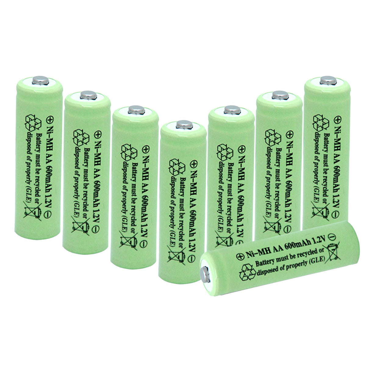 Baobian Aa 600Mah 1.2V Nimh Rechargeable Batteries For Solar Light,Solar Lamp,Garden Lights Green(8 Pcs)