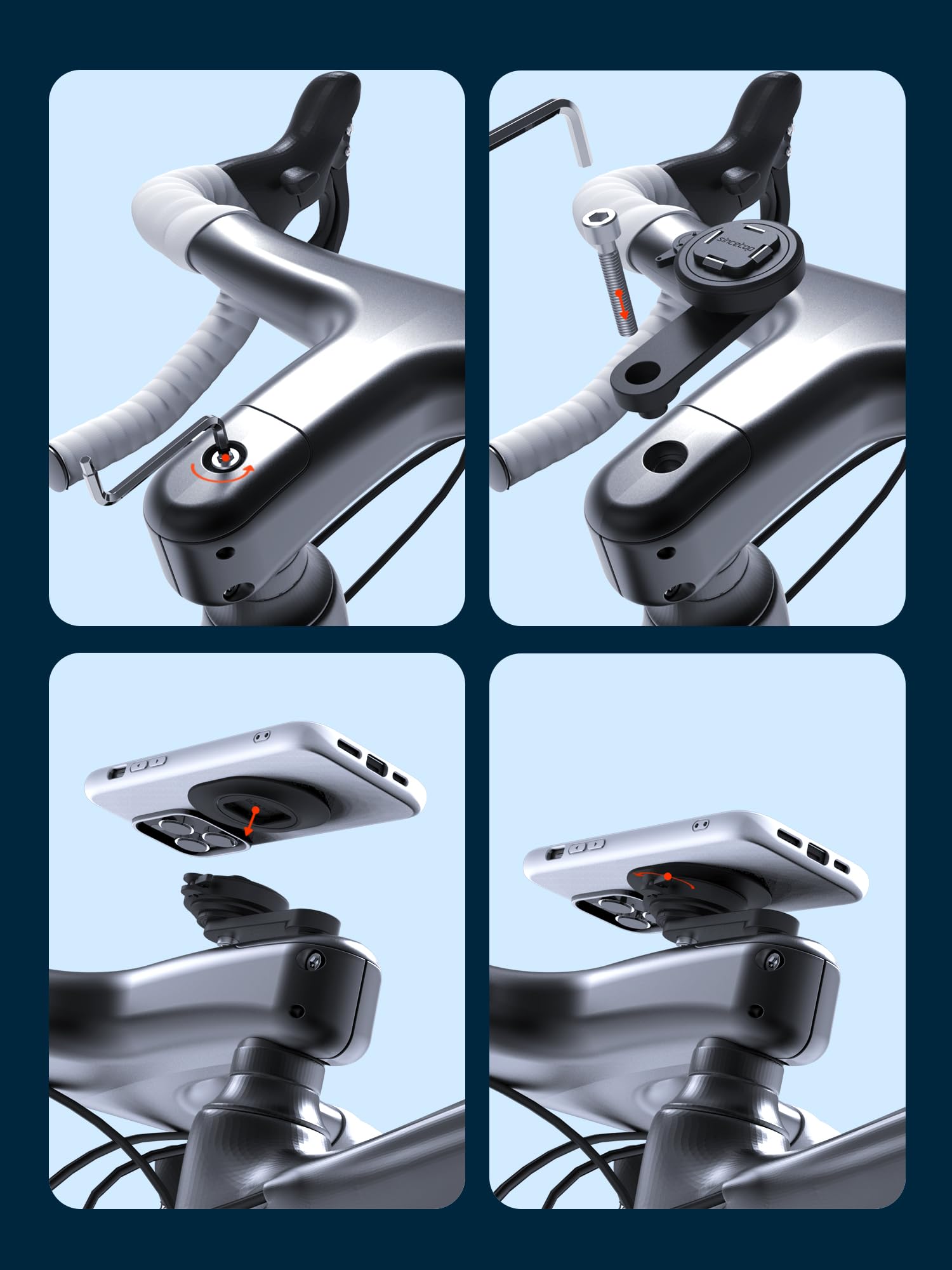 Sincetop Bike Phone Mount - Universal 4.0''6.7'' Cellphone Holder, Aluminum Bracket, Cycling Quick Mount For Mountain & Road & E