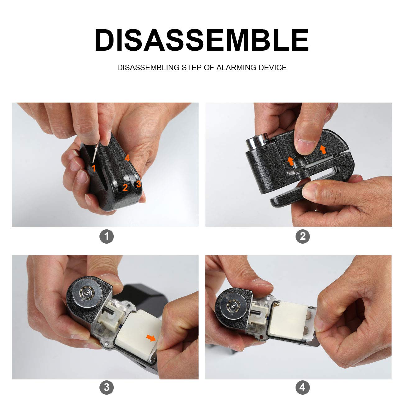 LIHAO Motorcycle Disc Lock - Waterproof Anti-Theft Brake Alarm Lock for Bikes & Scooters, Black