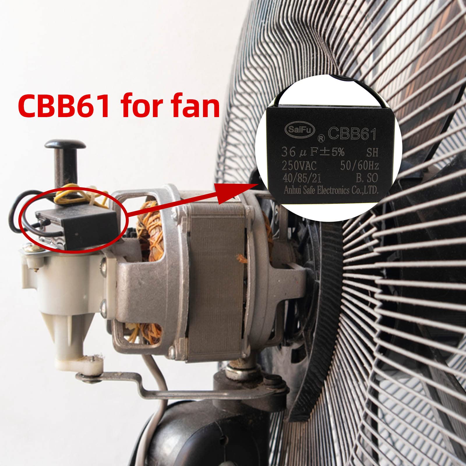 Akzytue Cbb61 Capacitor 36Uf 250V Ac Ceiling Fan 2 Wire 50/60Hz For Starting Electric Fan Generator Pump Motor