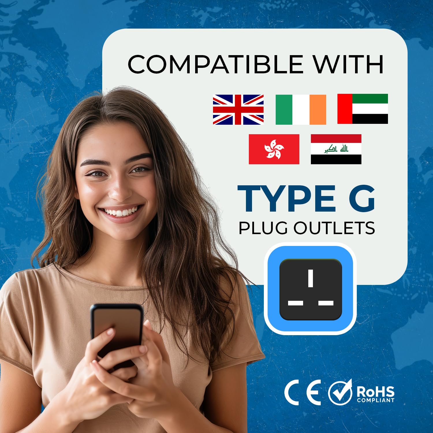 Orei Uk, Hong Kong Travel Adapter Plug, Adaptor 2 In 1, For Botswana, England, Uae, Dubai   Safe Grounded Connection   Universal