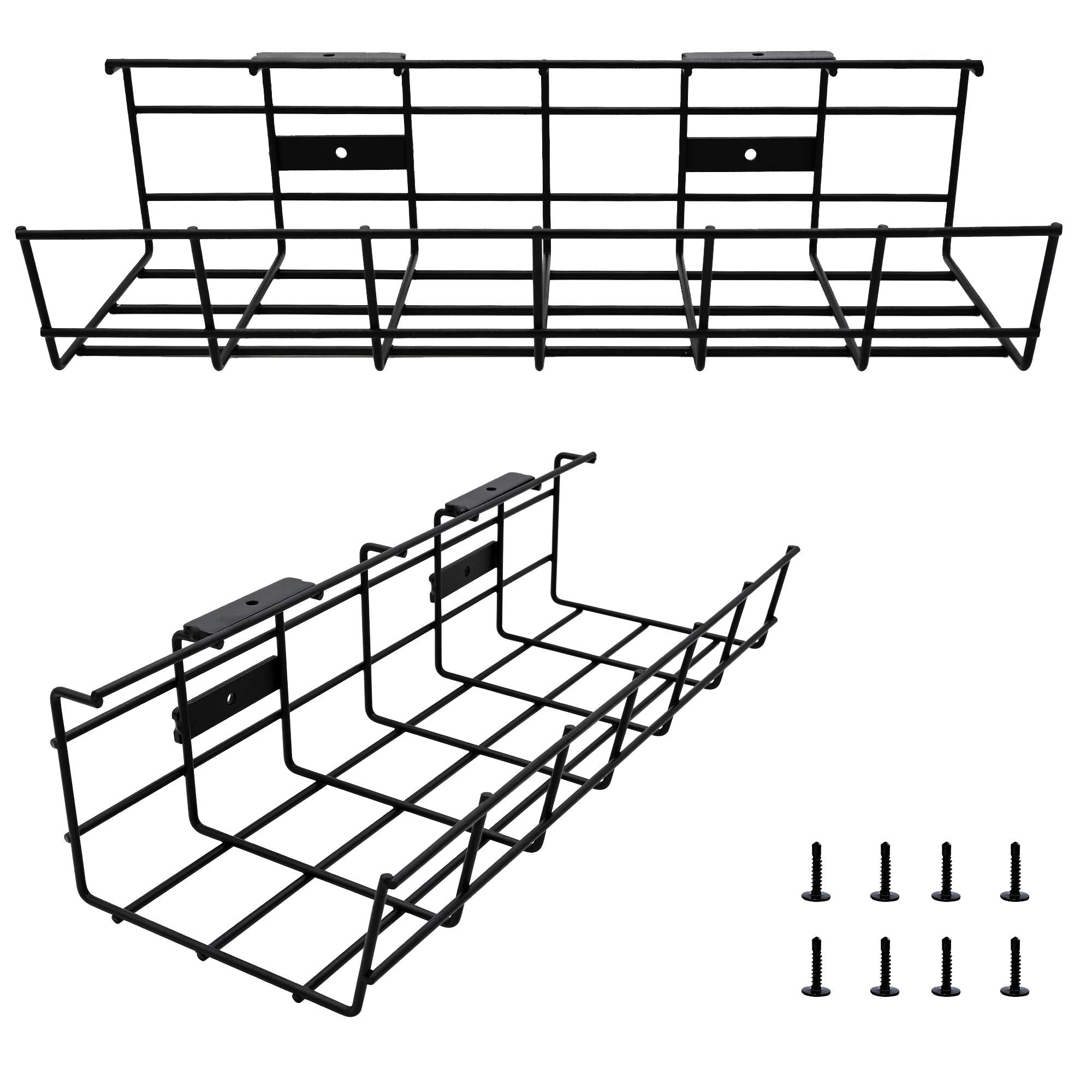 Coyacool Under Desk Cable Management  2 Pack Cord Organizer. Metal Wire Cable Management Tray For Office, Studio And Home. Super
