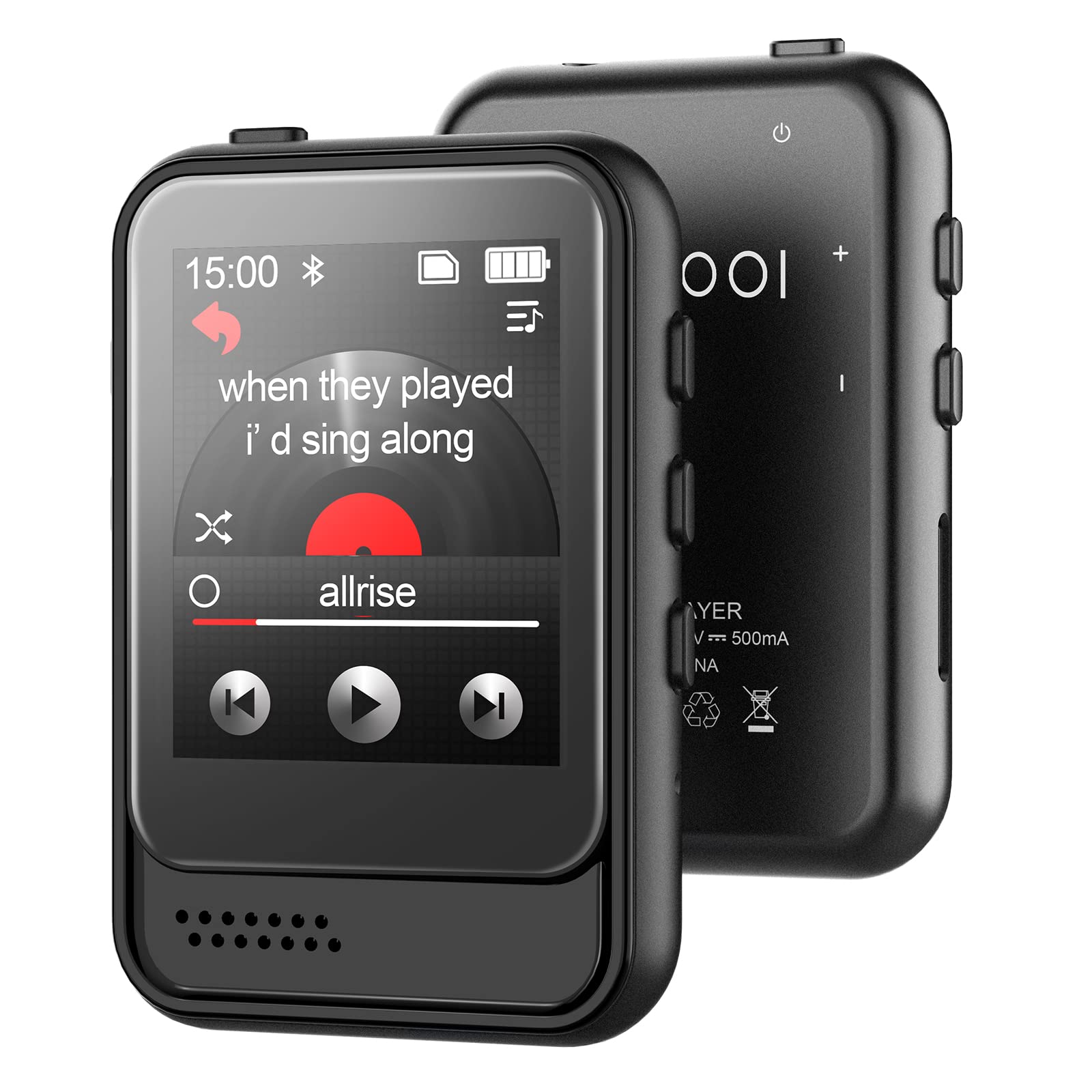 MP3 Player with Bluetooth,Portable Music Player with Speaker and Micro SD Card Slot MP3 Player with FM Radio,Video,Voice Recordi